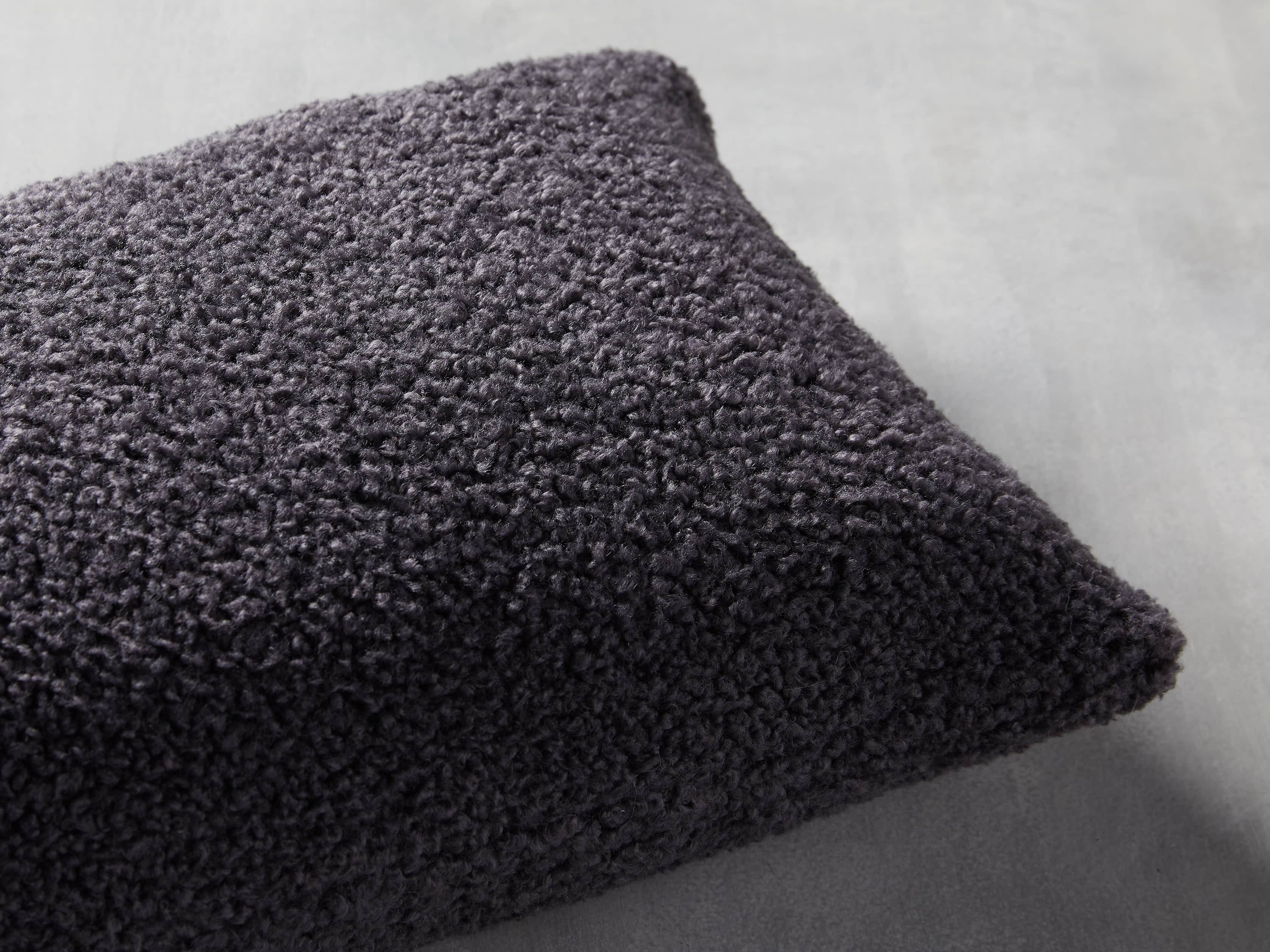 Faux Sherpa Lumbar Pillow Cover in Charcoal, slide 2 of 4
