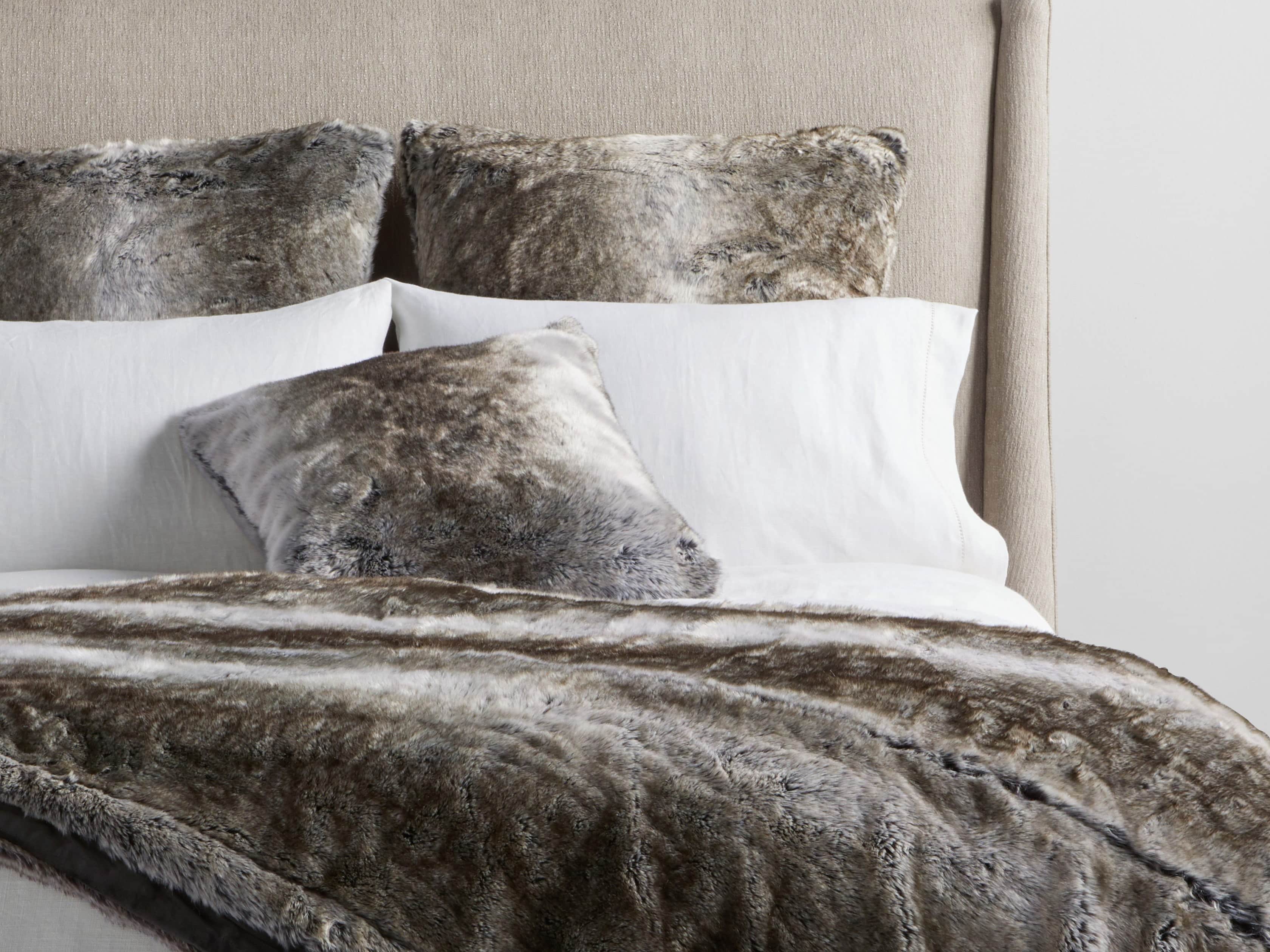 Grey Wolf Faux Fur Bed Blanket, slide 1 of 4