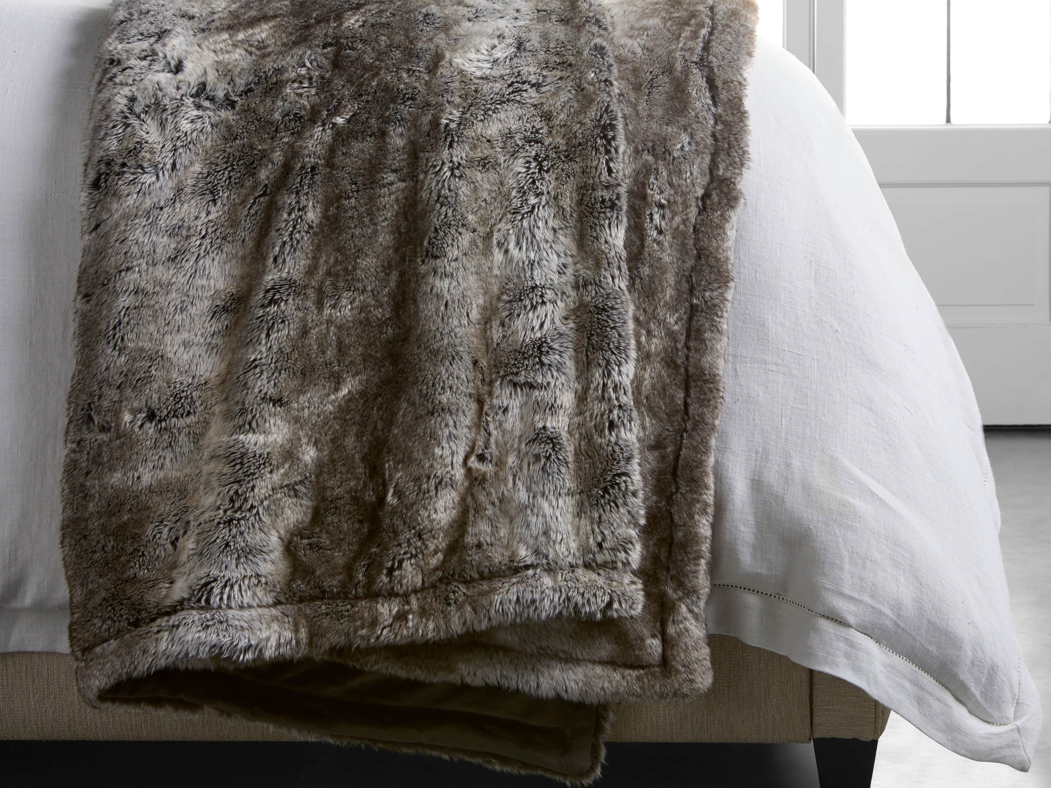 Grey Wolf Faux Fur Bed Blanket, slide 4 of 4