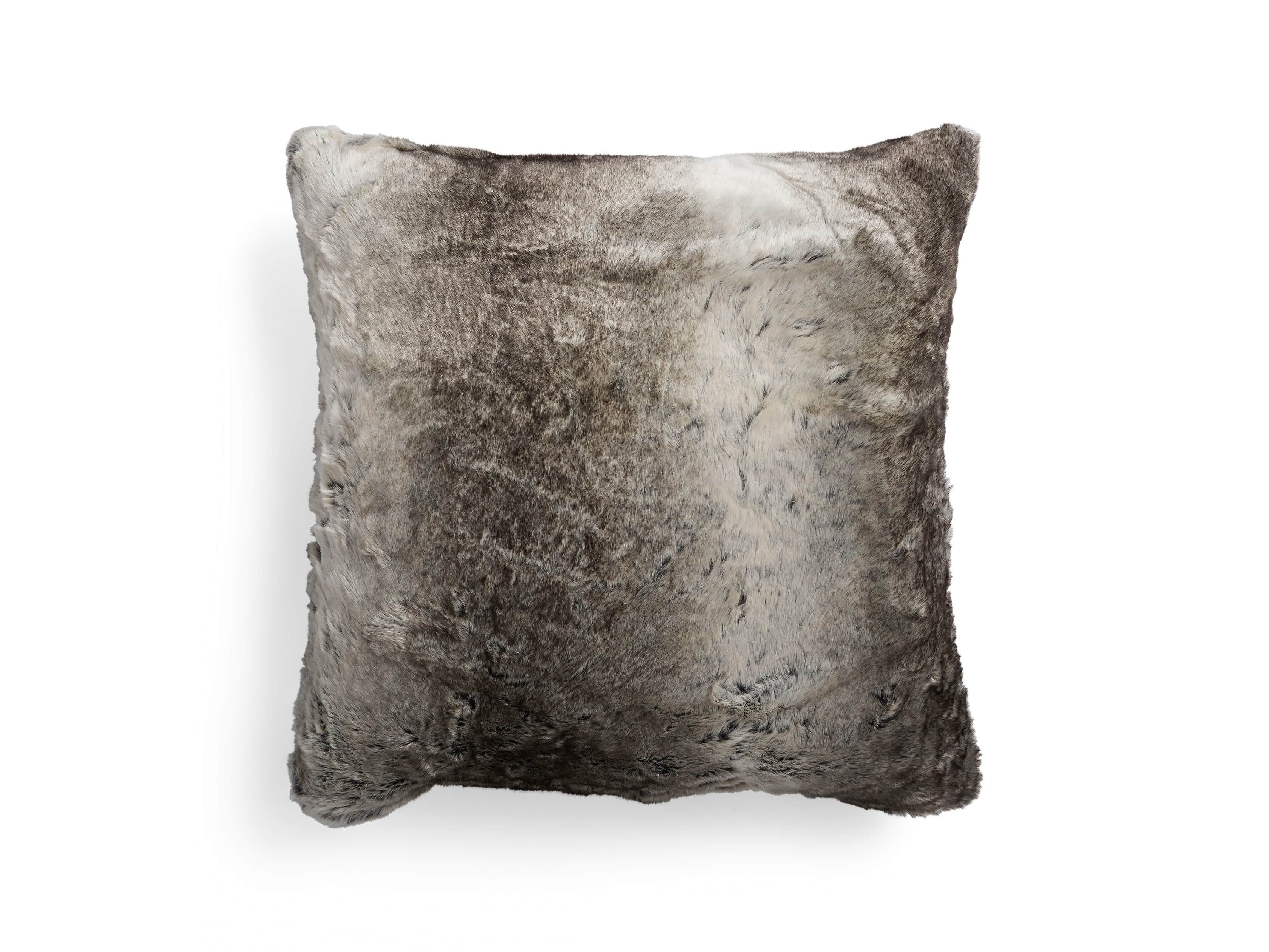 Grey Wolf Faux Fur Pillow, slide 3 of 5