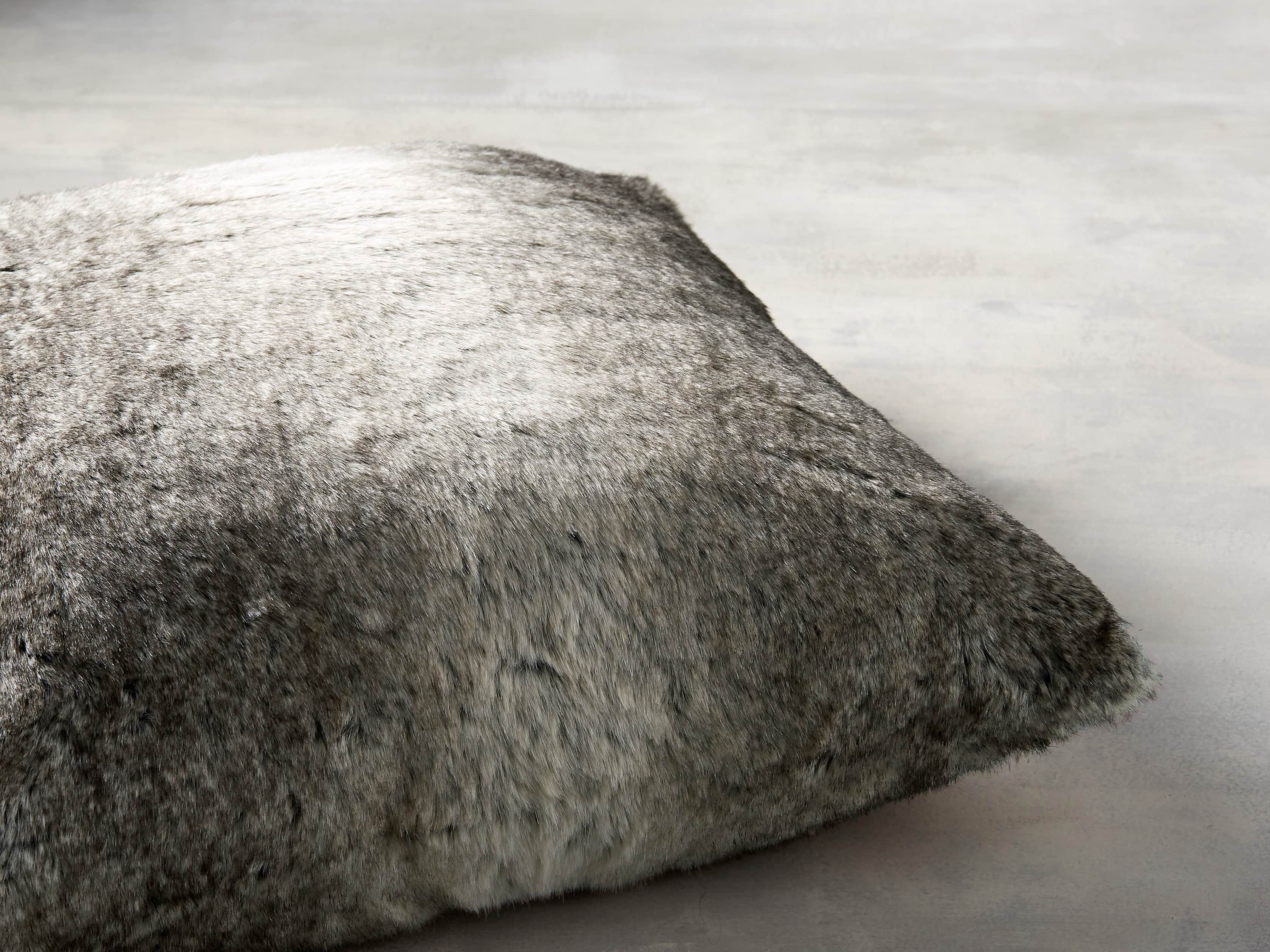 Grey Wolf Faux Fur Pillow, slide 4 of 5