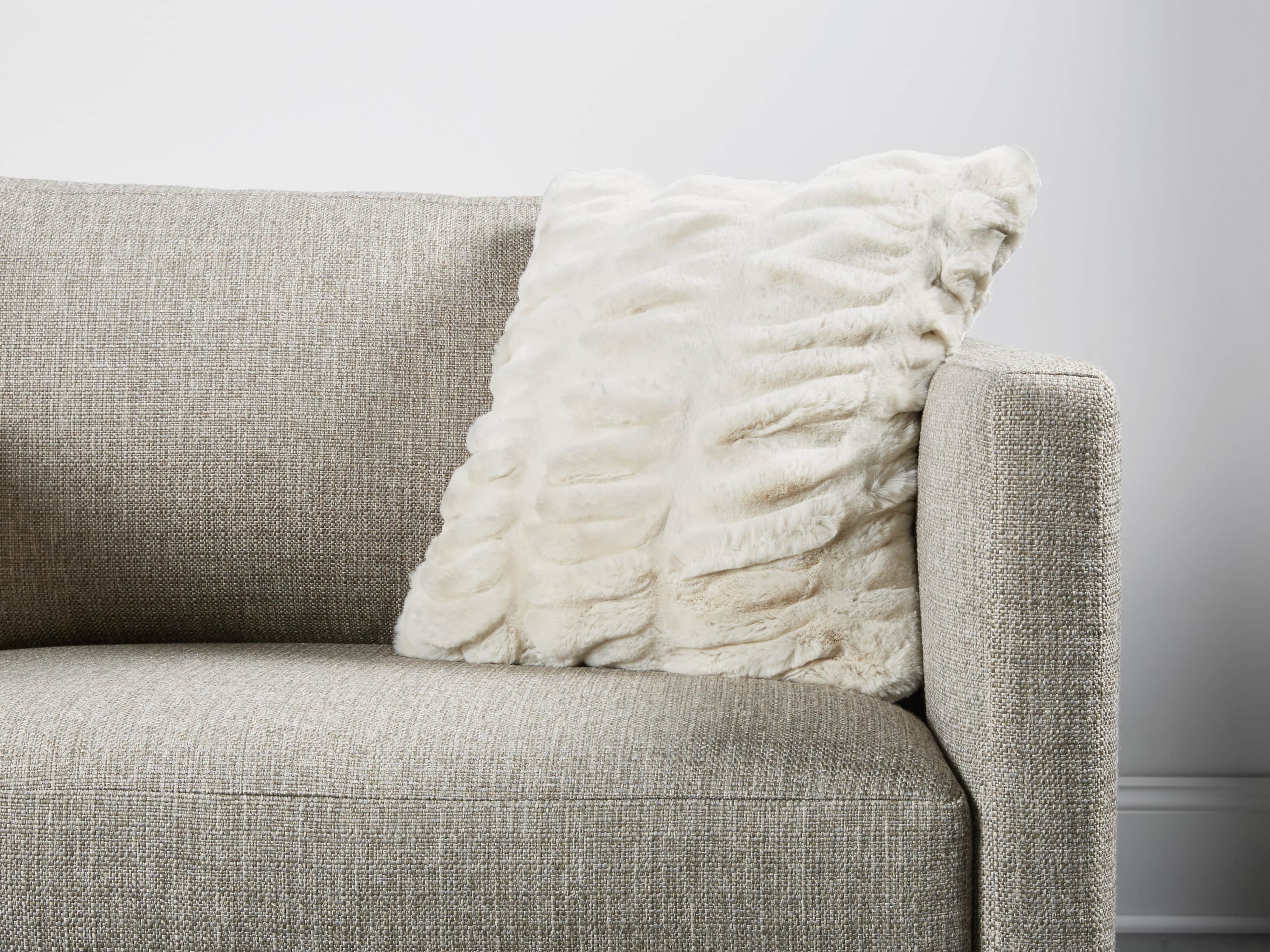 Luxe 19" Ivory Faux Fur Pillow, slide 1 of 5