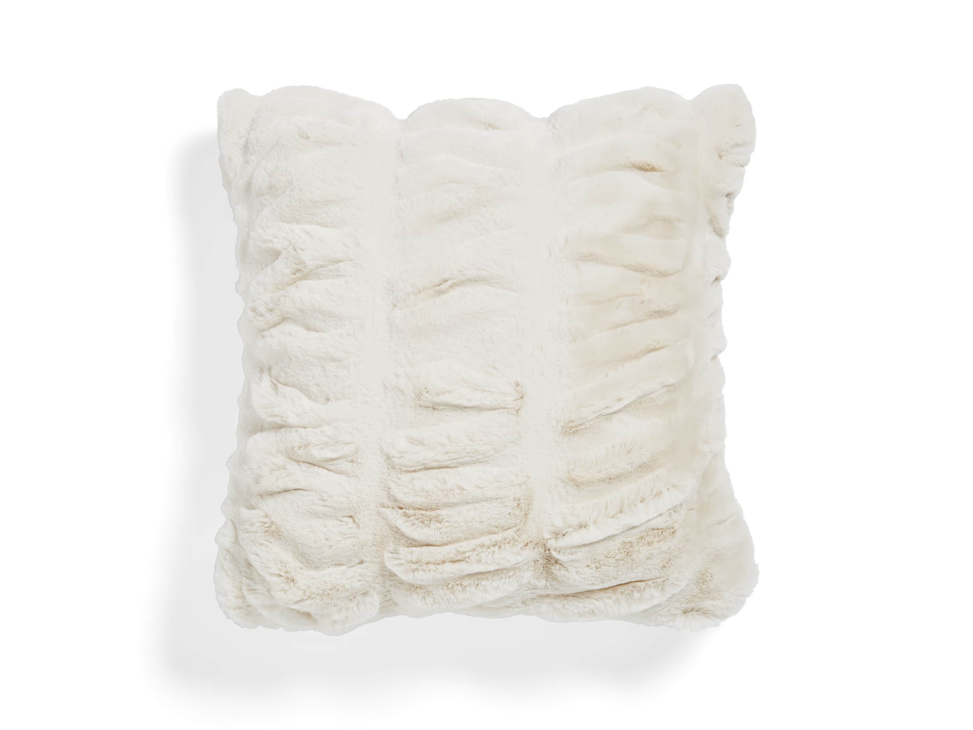 Luxe 19" Ivory Faux Fur Pillow, slide 5 of 5