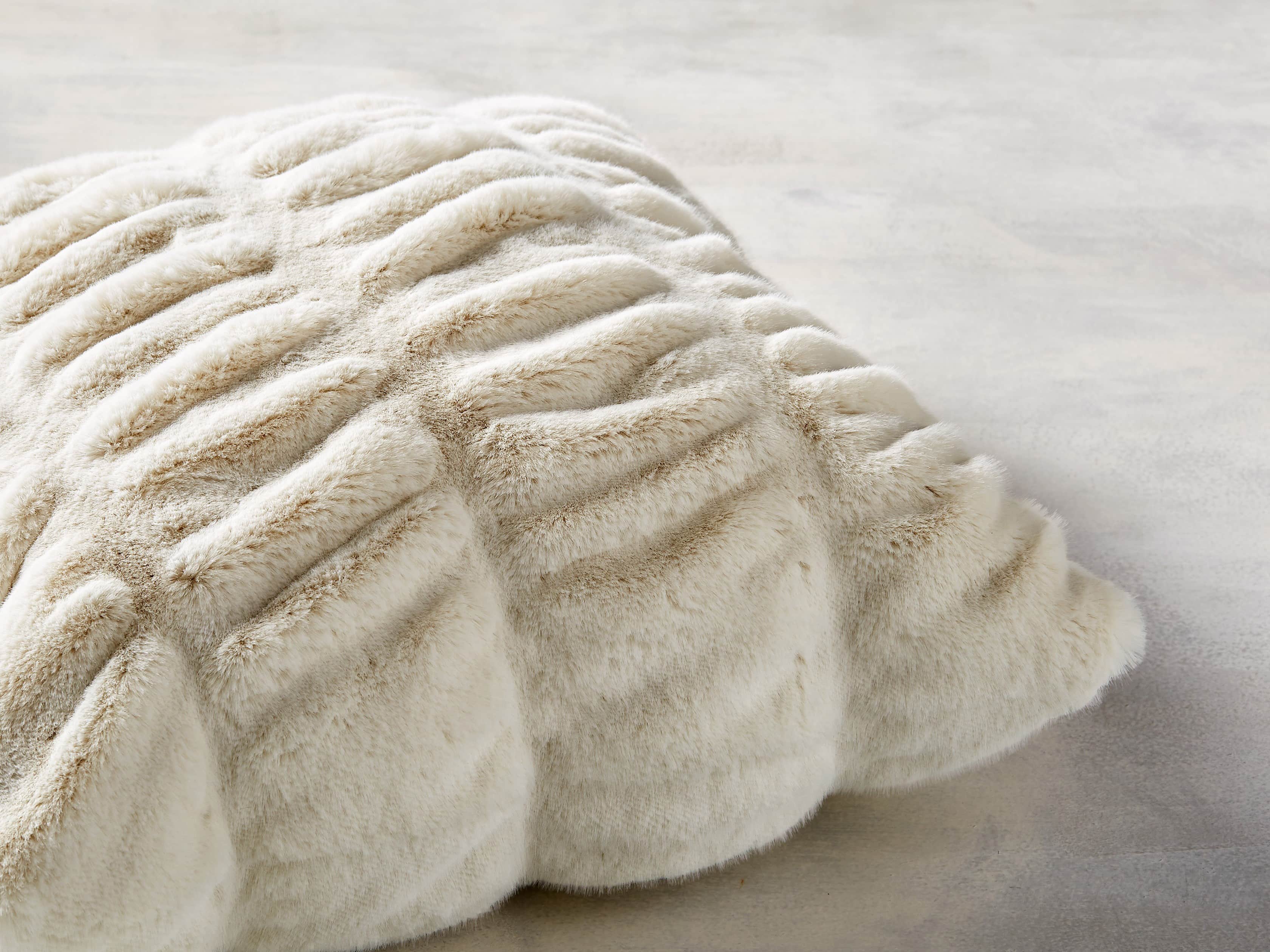 Luxe 19" Ivory Faux Fur Pillow, slide 2 of 5