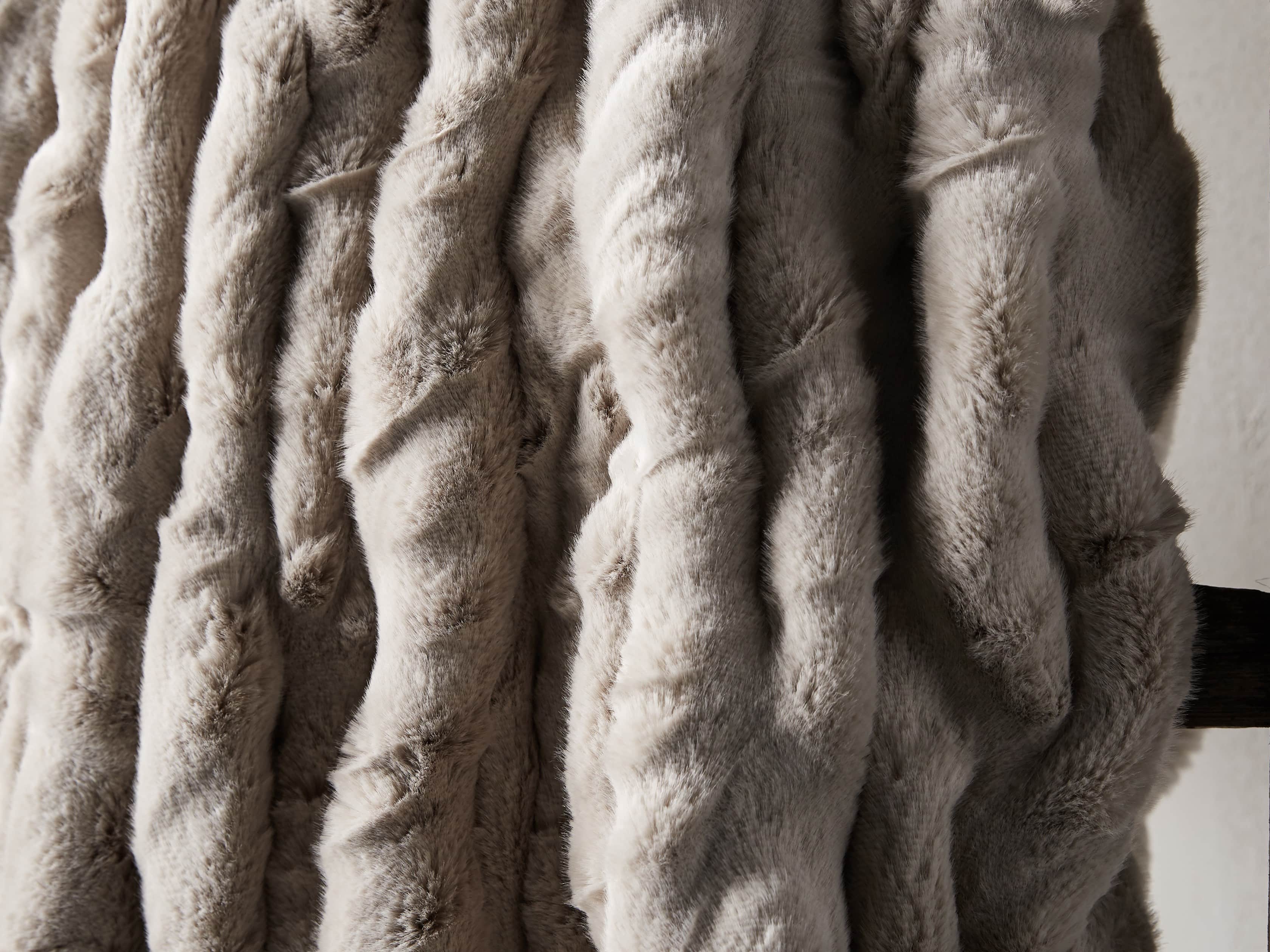 Faux Fur Luxe Grey Pleated Throw, slide 3 of 7