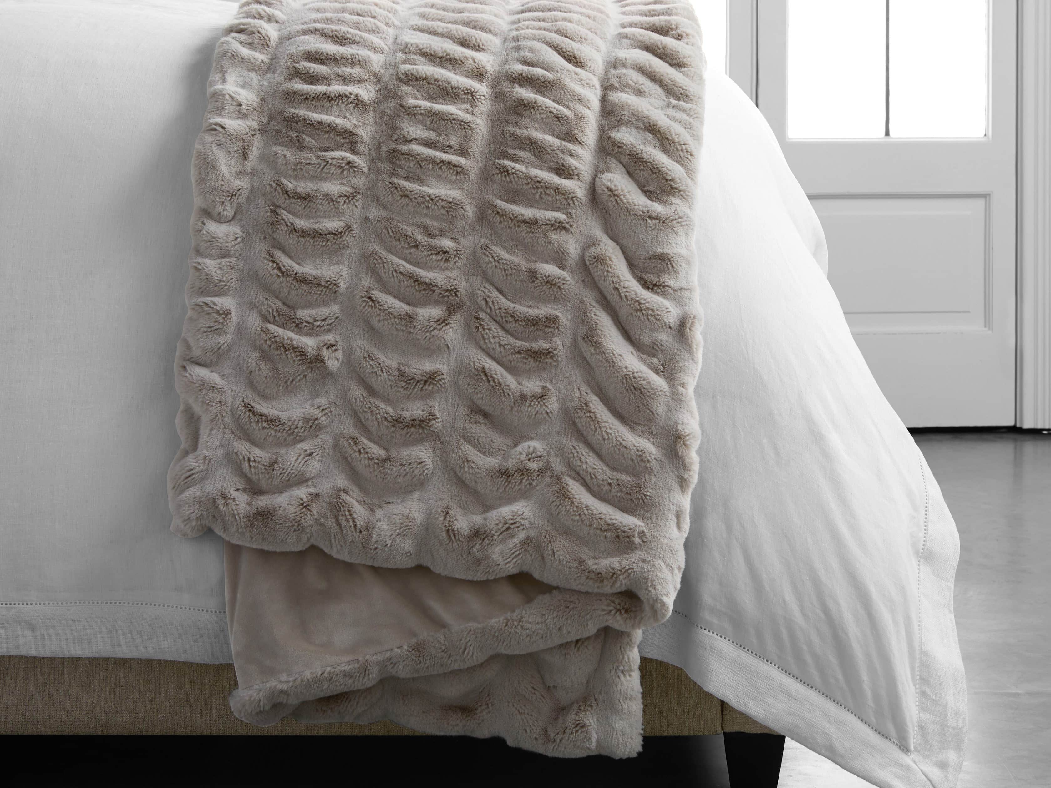 Faux Fur Luxe Grey Pleated Throw, slide 5 of 7