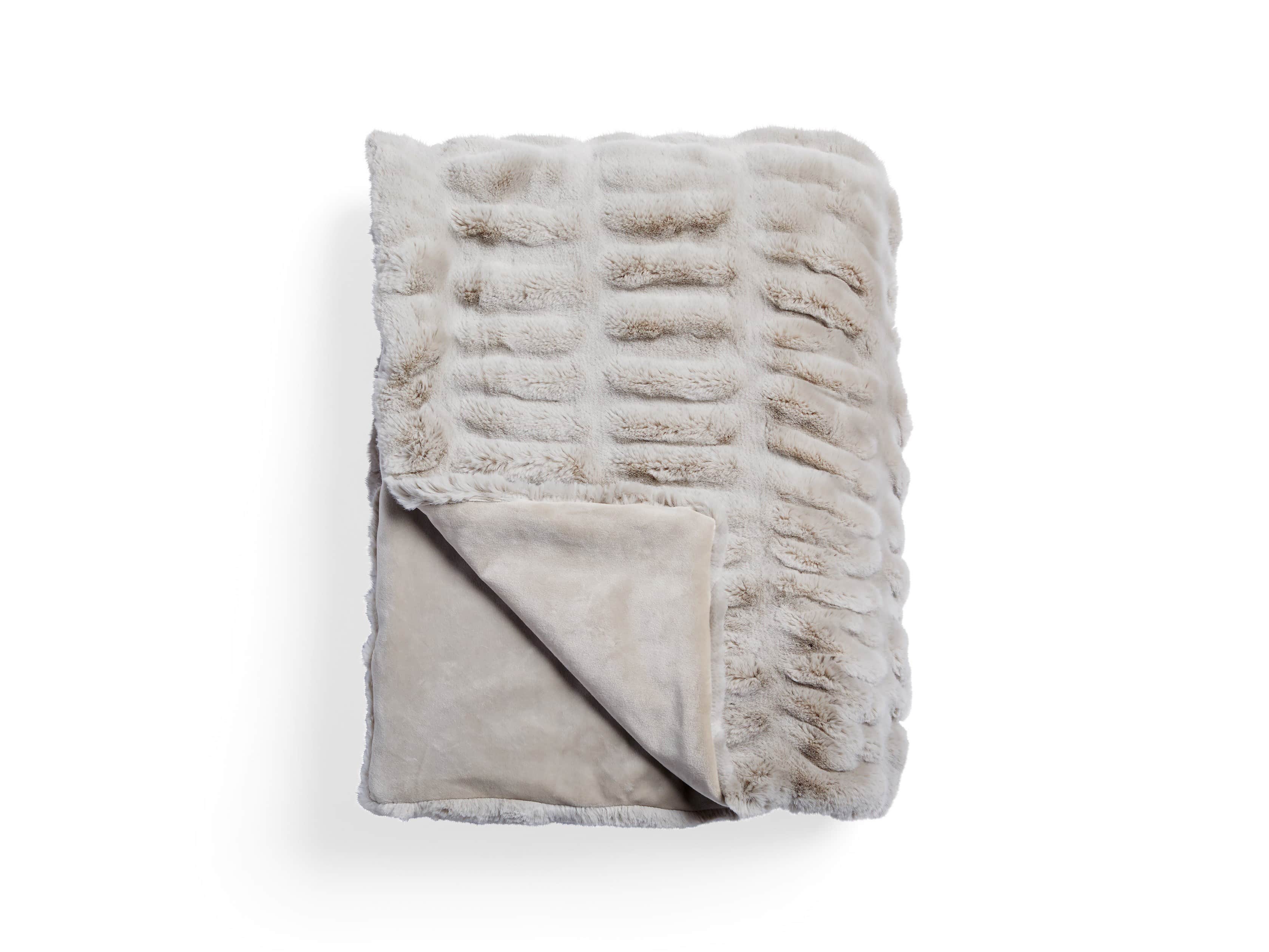Faux Fur Luxe Grey Pleated Throw, slide 6 of 7