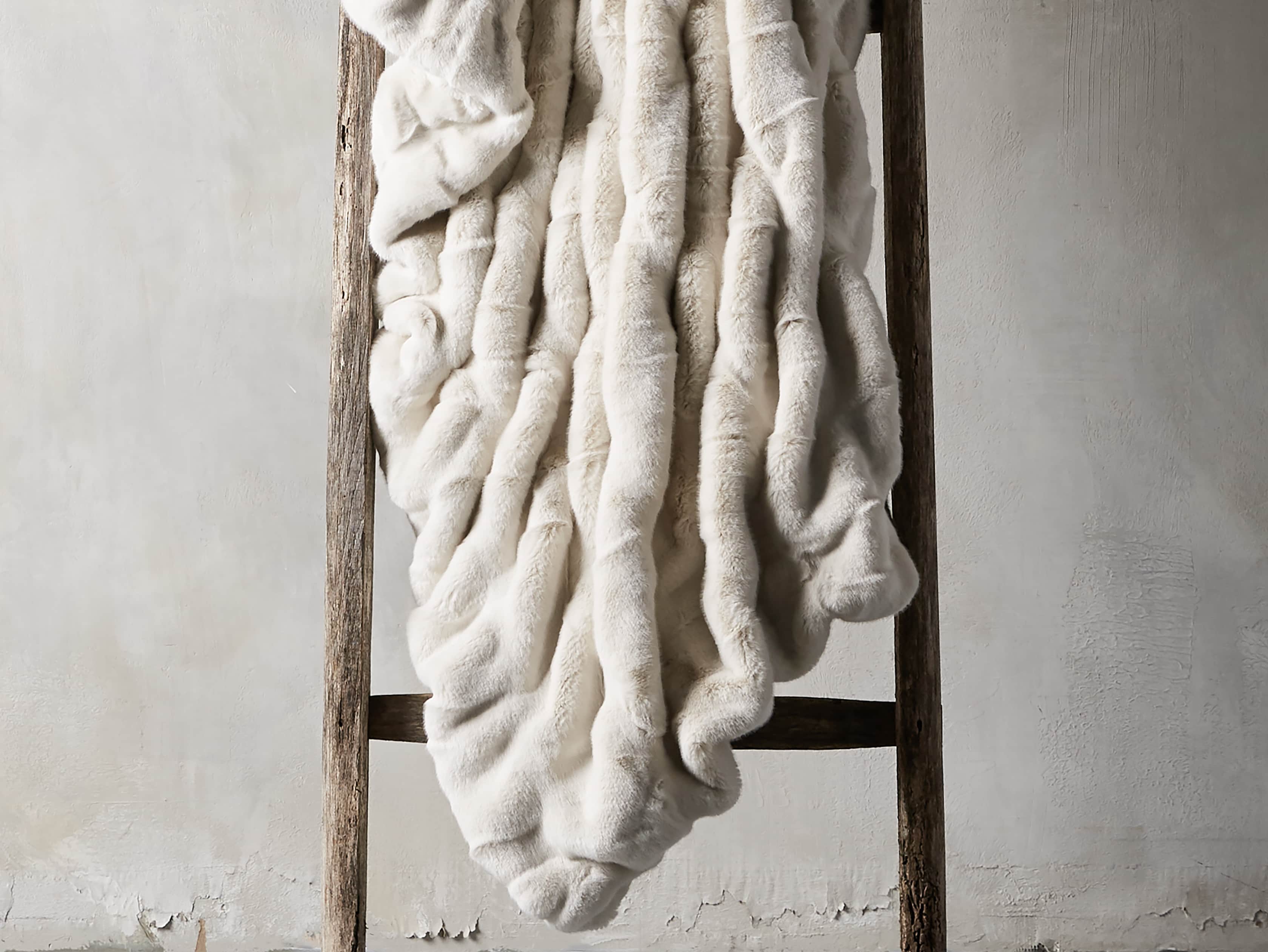 Faux Fur Luxe Oversized Throw in Ivory, slide 1 of 9