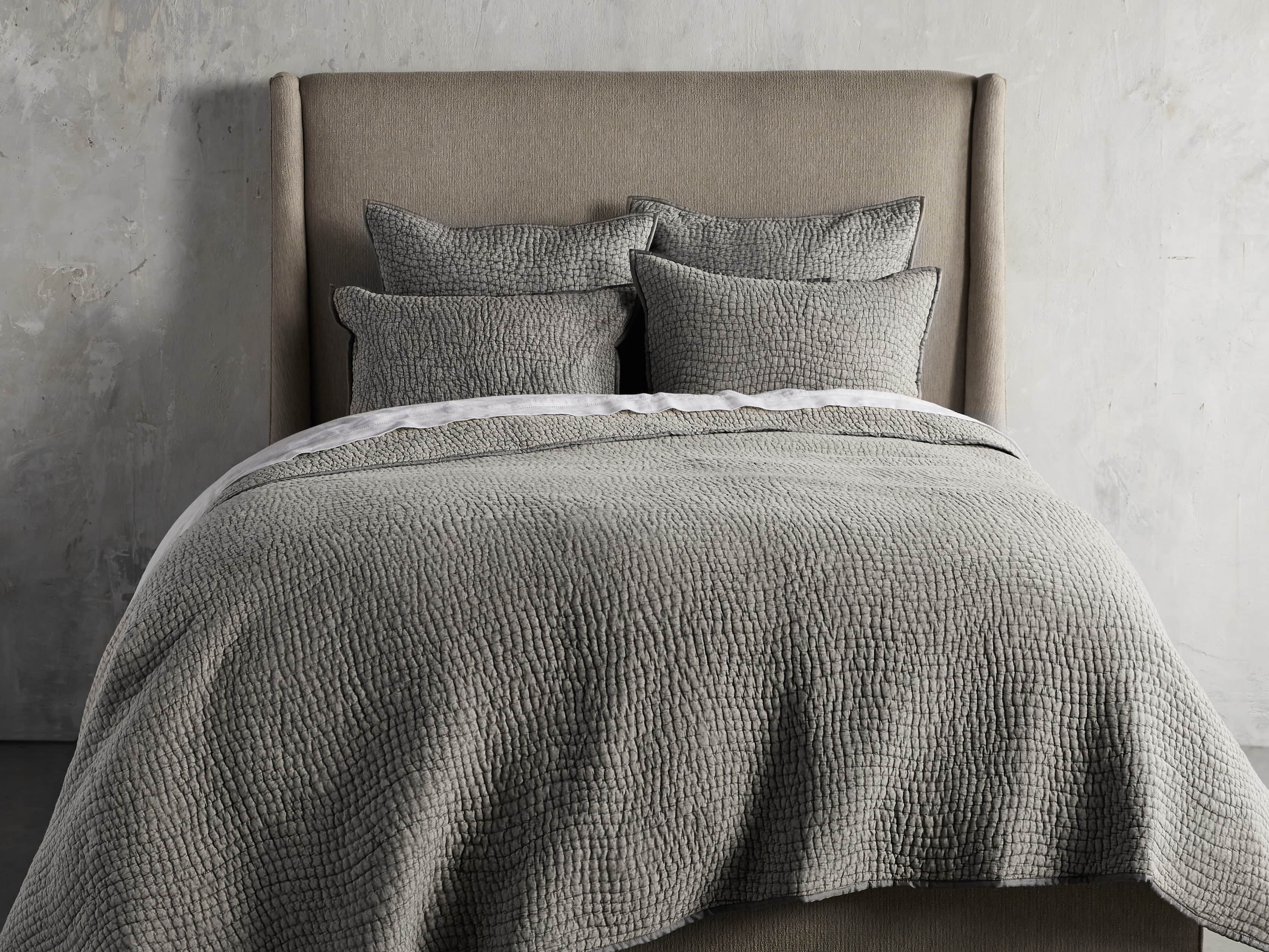 Fresco King Quilt in Mist Grey Voile