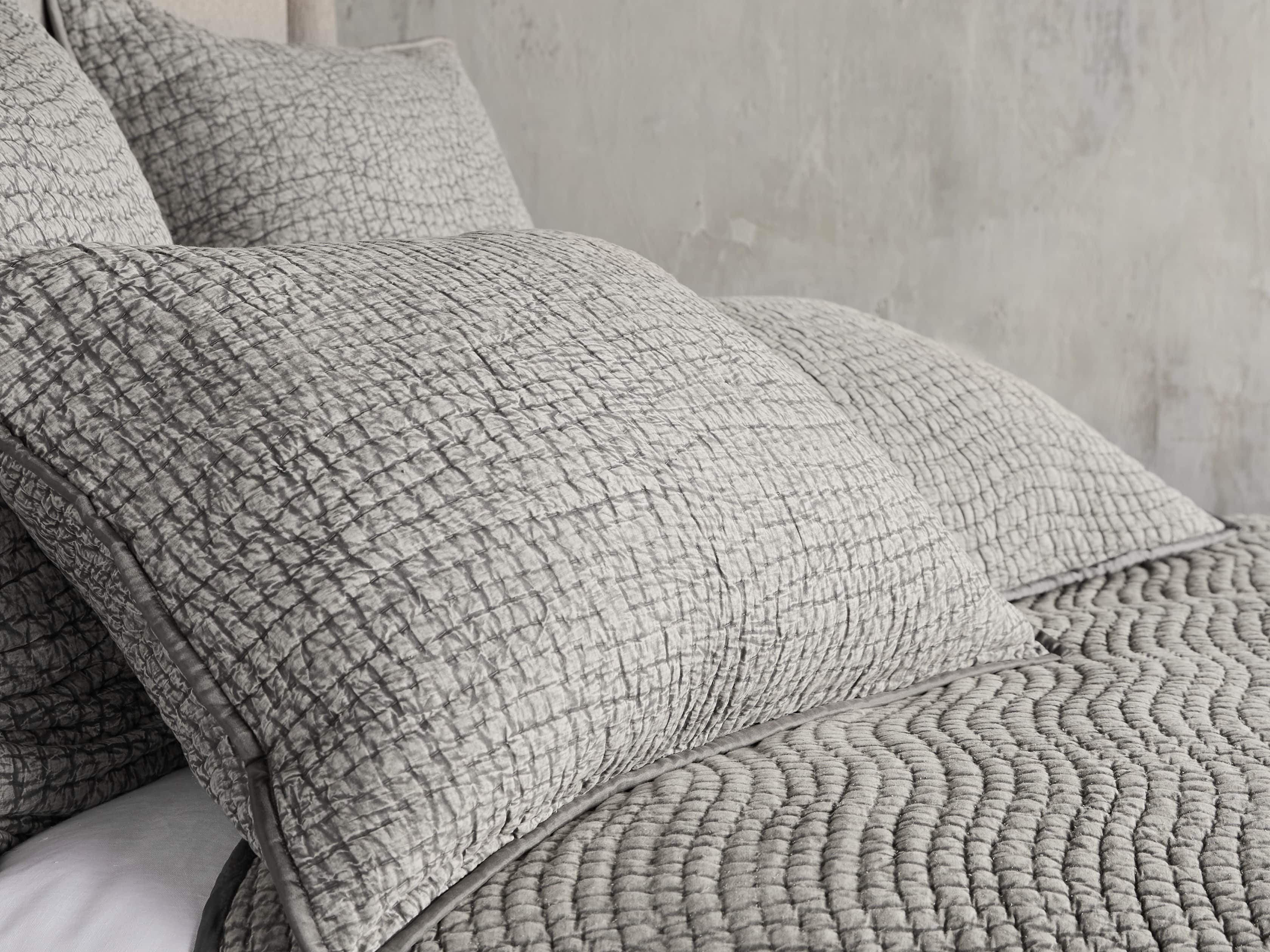 Fresco King Quilt in Mist Grey Voile