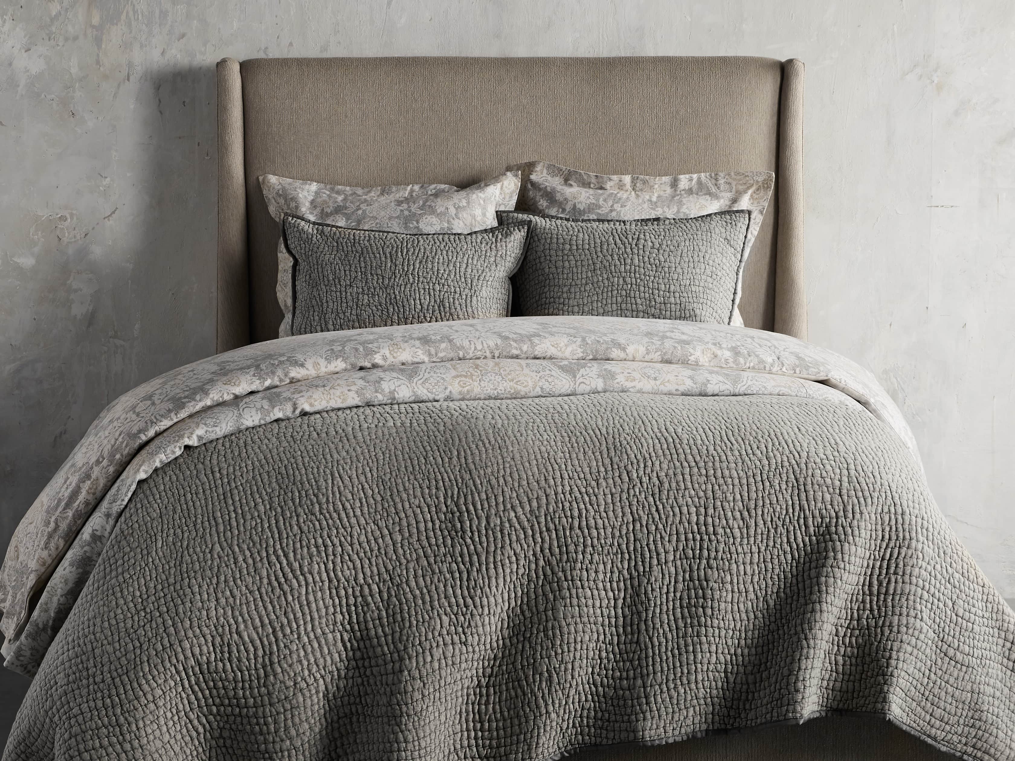 Fresco King Quilt in Mist Grey Voile