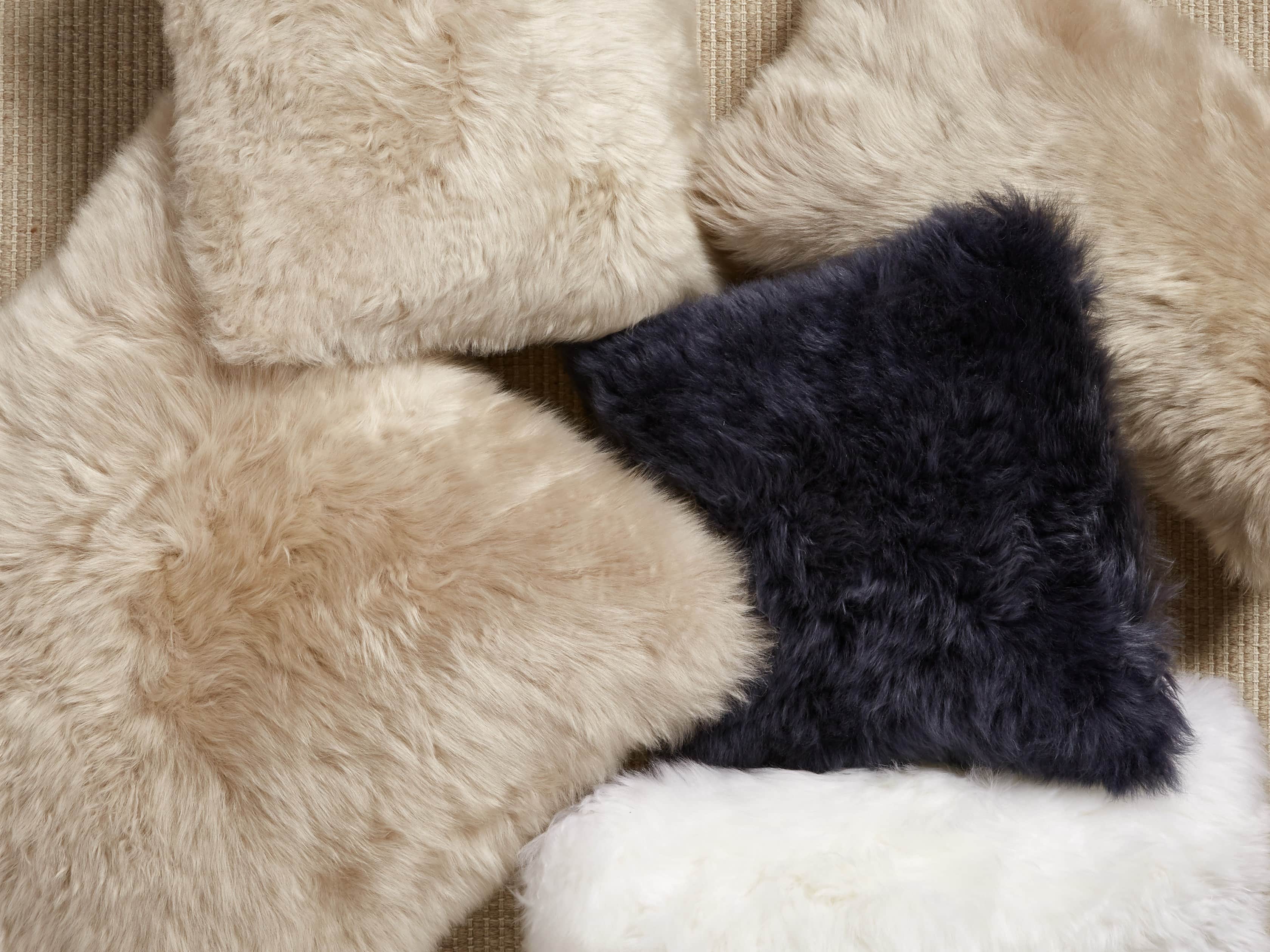 Sheepskin Lumbar Pillow in Cream