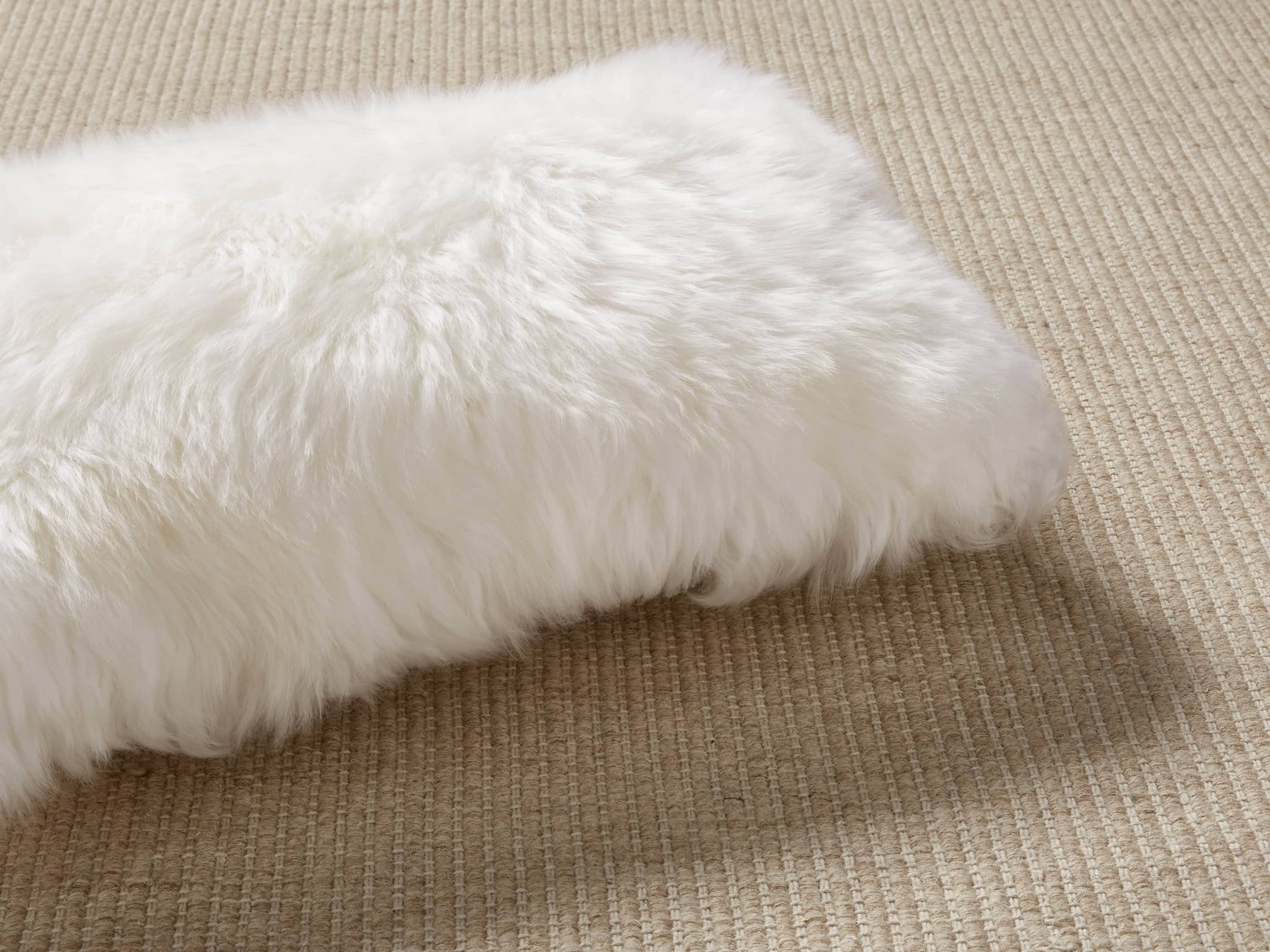Sheepskin Lumbar Pillow in White
