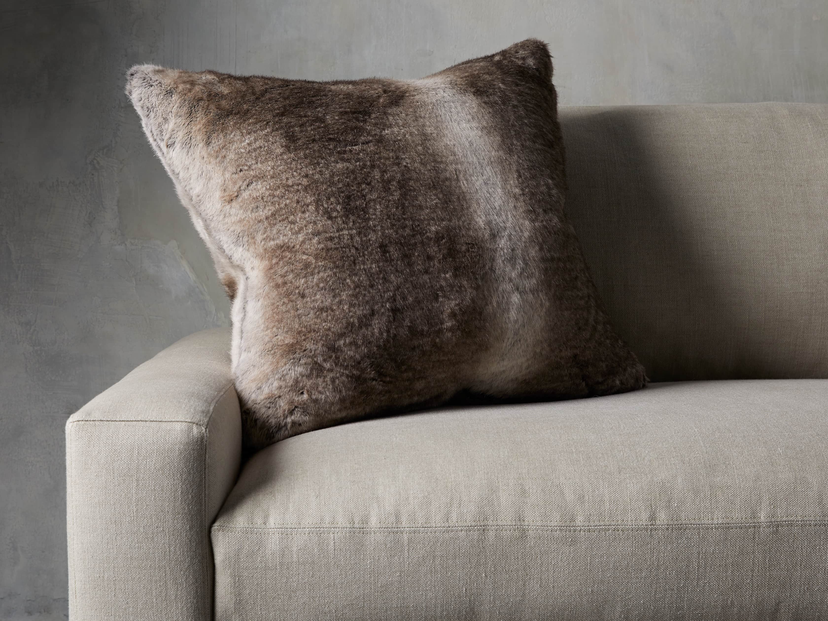 Grey Wolf Faux Fur Euro Pillow