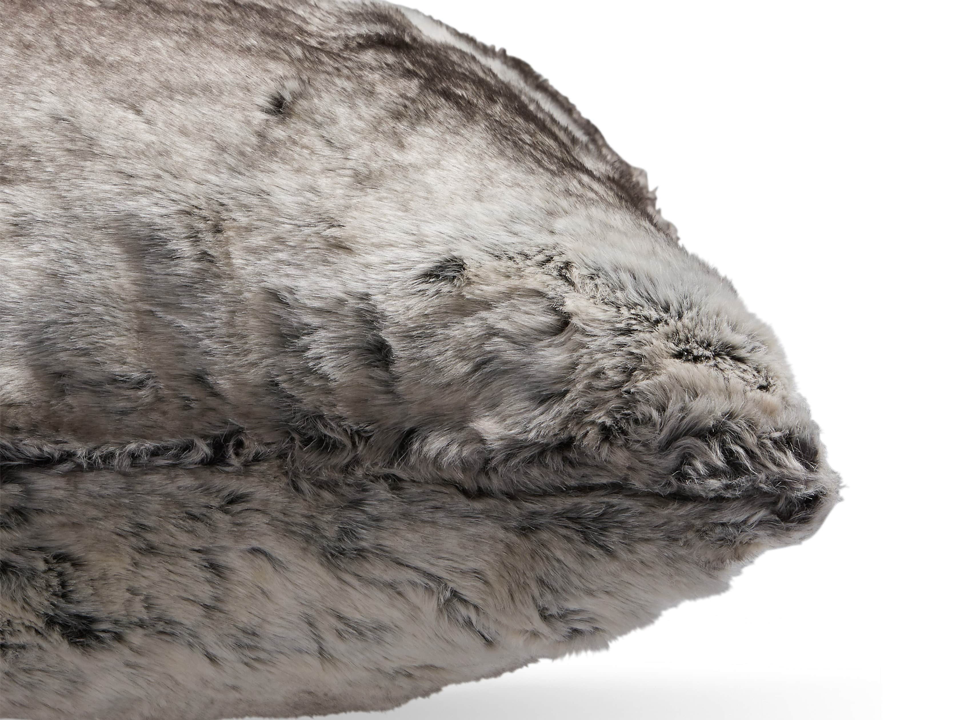 Grey Wolf Faux Fur Euro Pillow