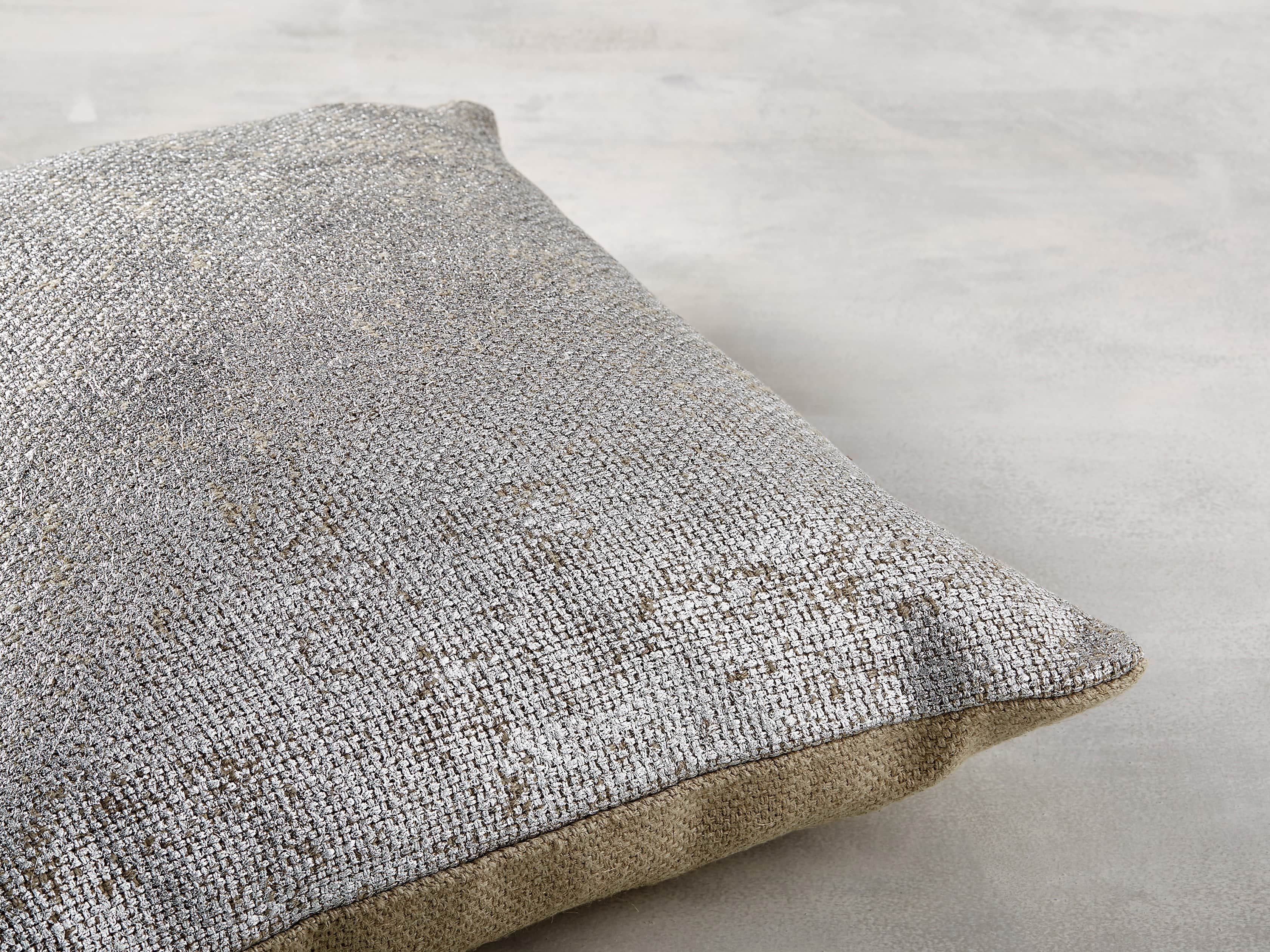 Glamour Square Silver Foil Pillow