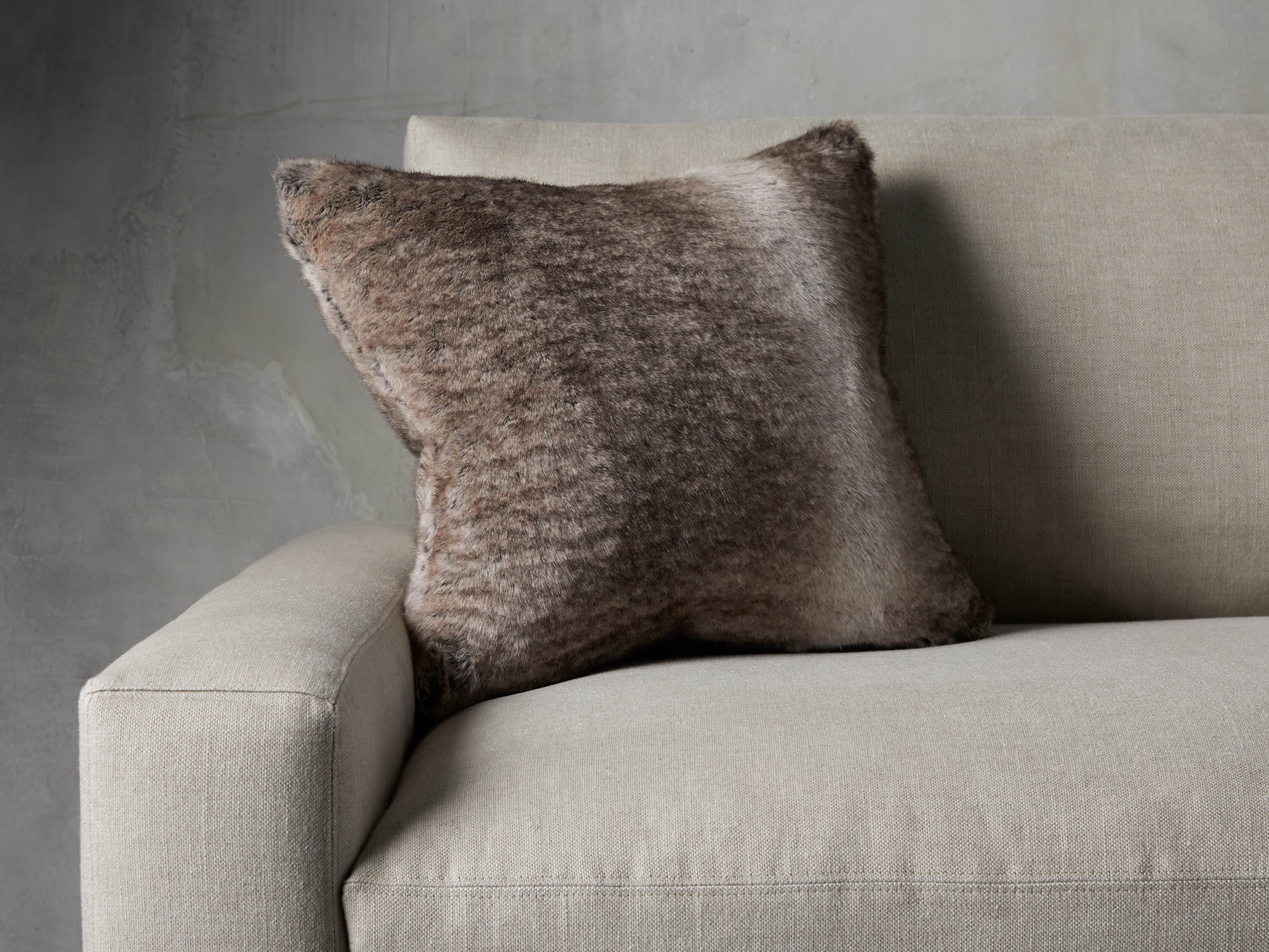 FAUX FUR SQUARE PILLOW COVER IN GREY WOLF, slide 3 of 3