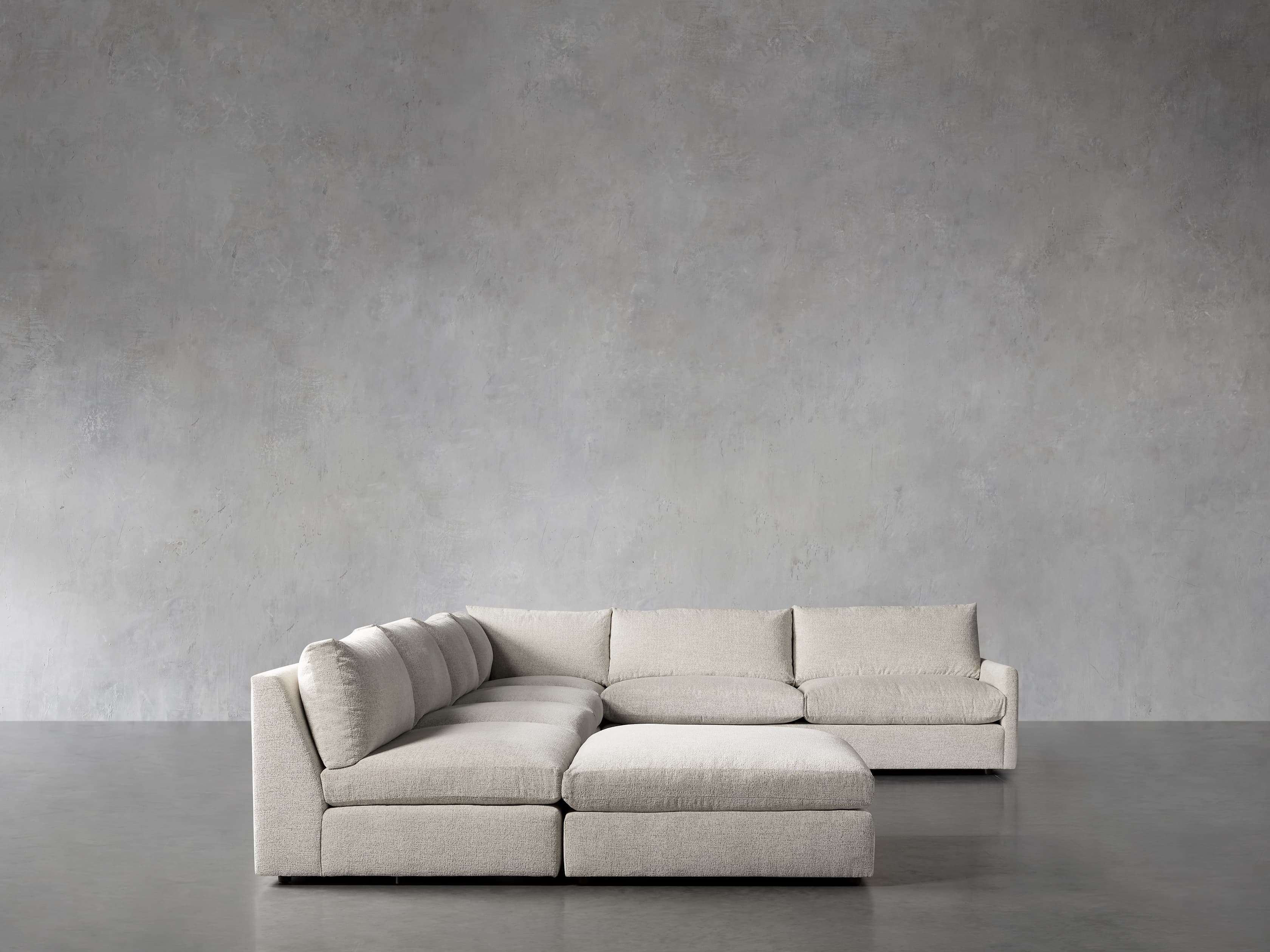Kipton Upholstered 175" Left Arm Five Piece Sectional with Ottoman