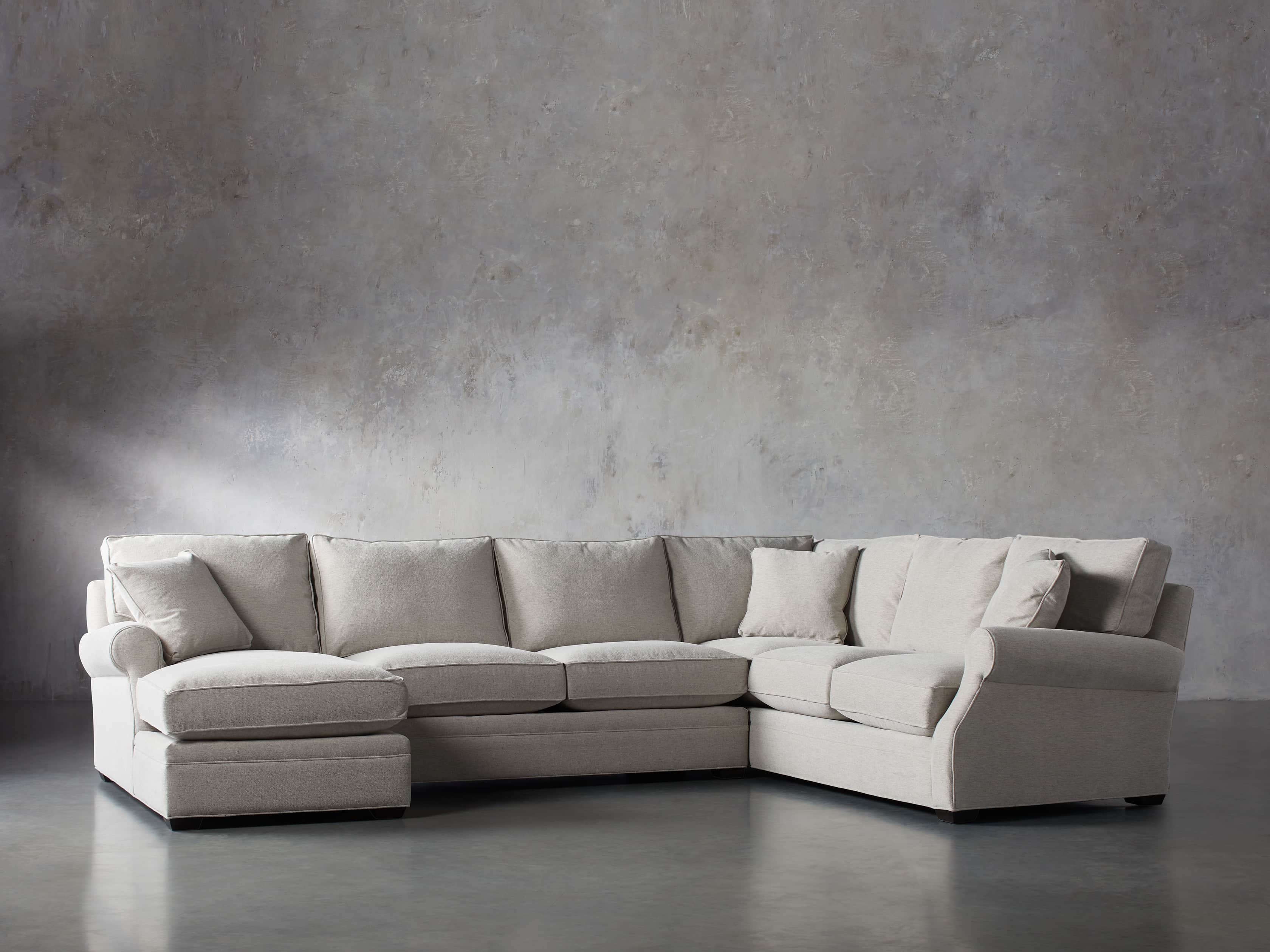 Landsbury Upholstered 145" Left Arm Three Piece Sectional