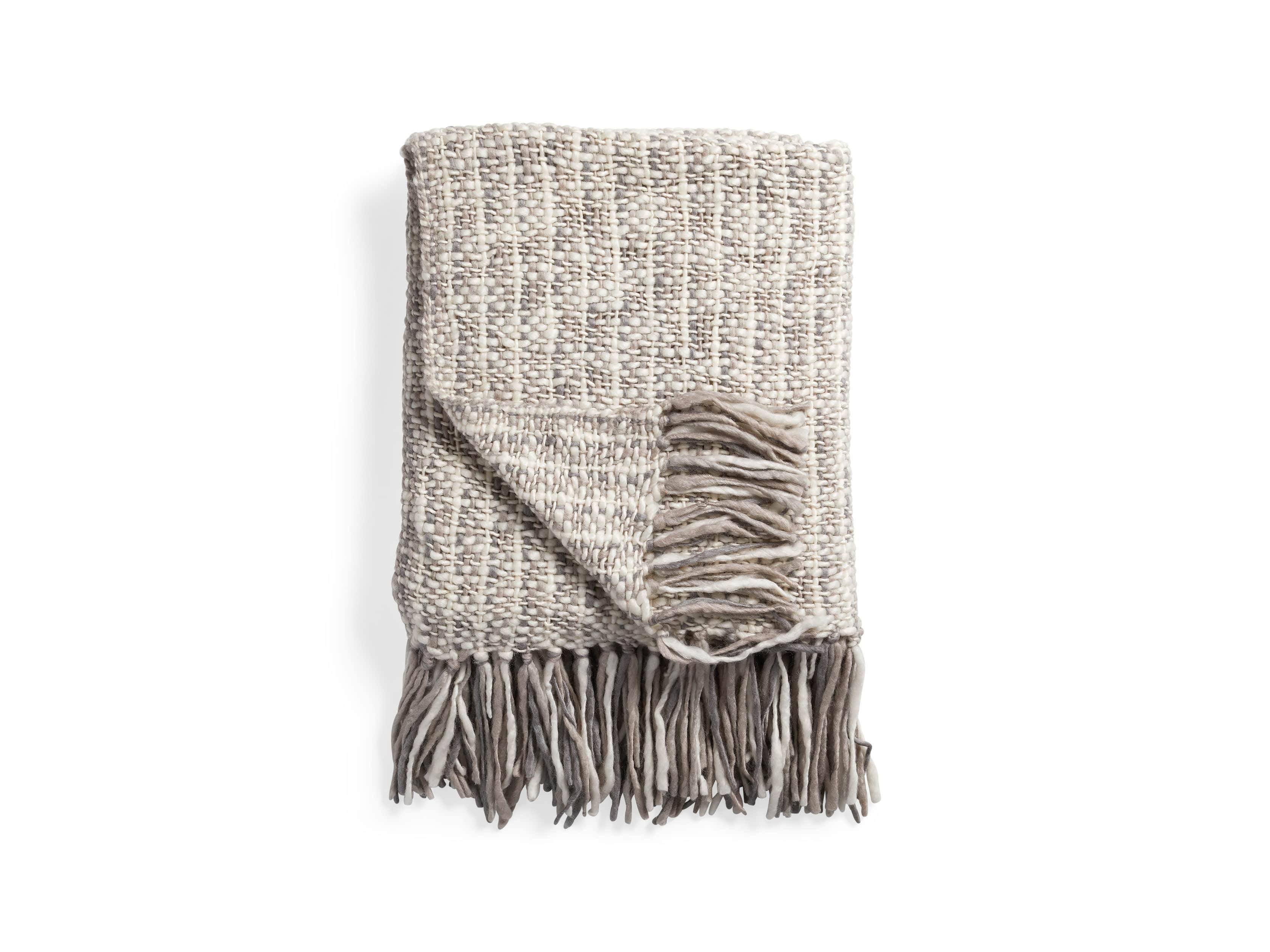 Chunky Knit Ivory Grey Throw