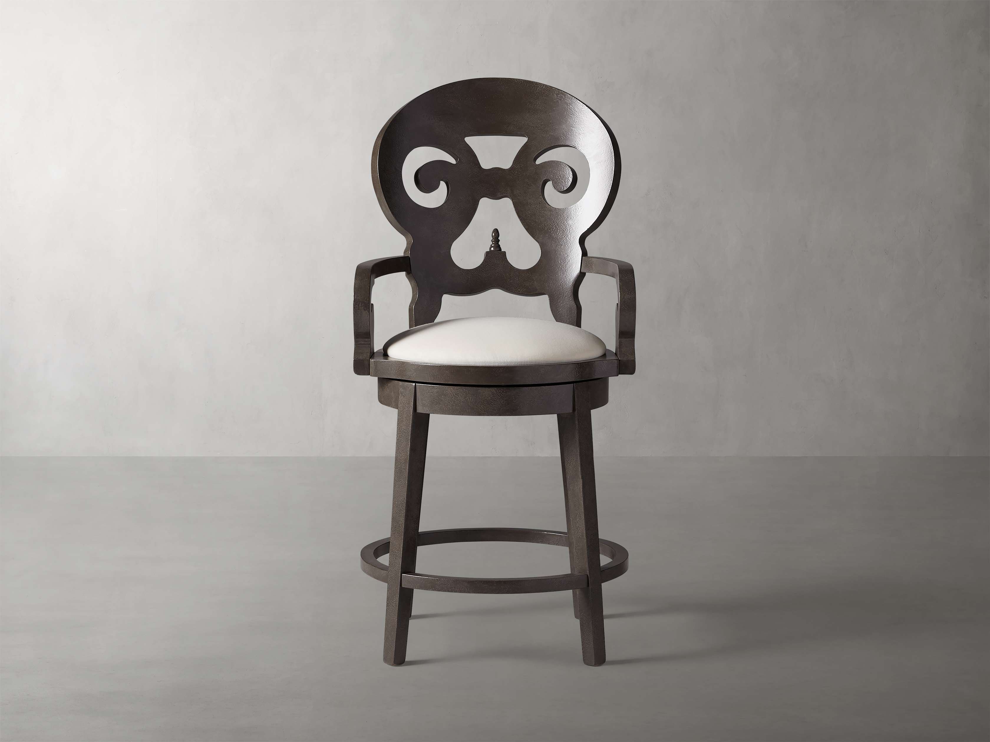Jordan Bell Arte Swivel Stool in Upholstered Fabric Cushing Frost Counter Stool Arhaus