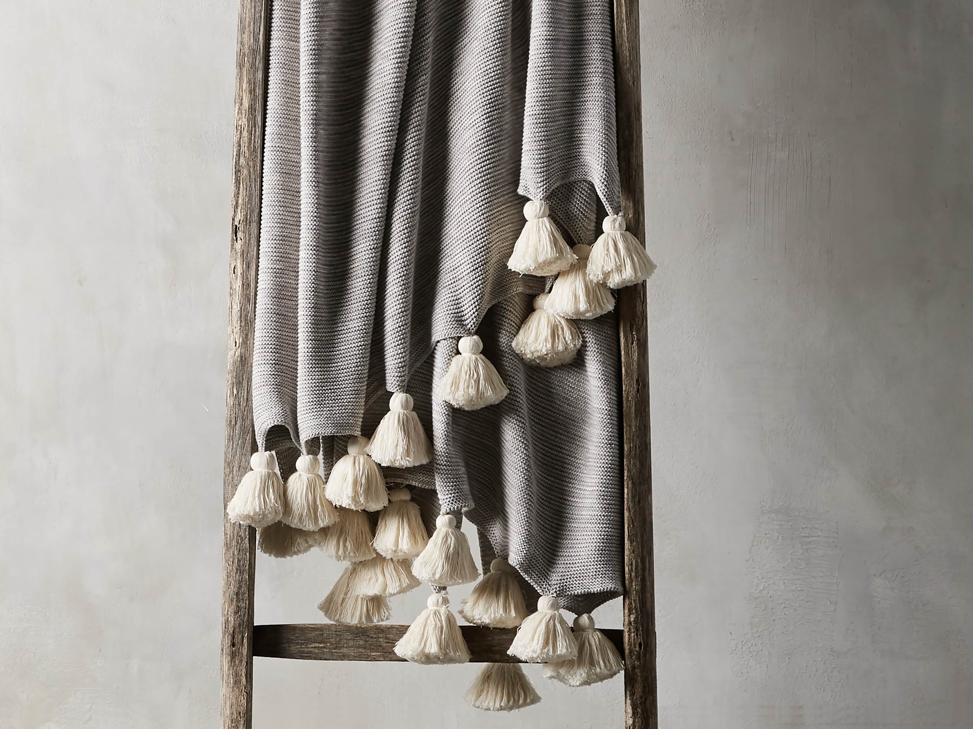 Marled Grey Knit Throw
