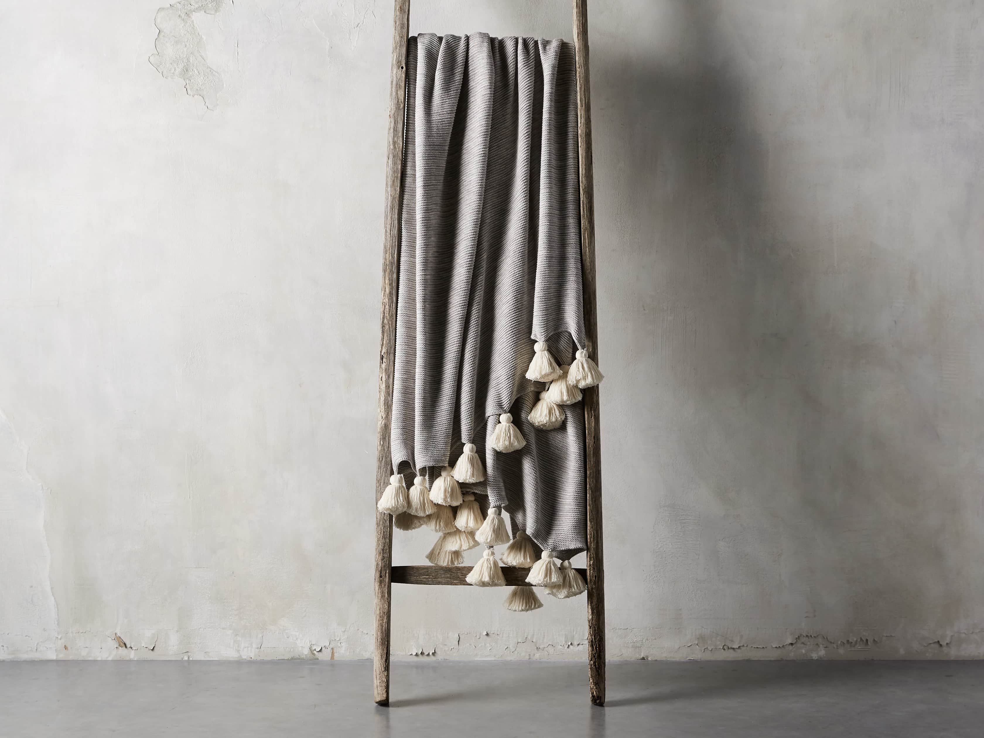 Marled Grey Knit Throw