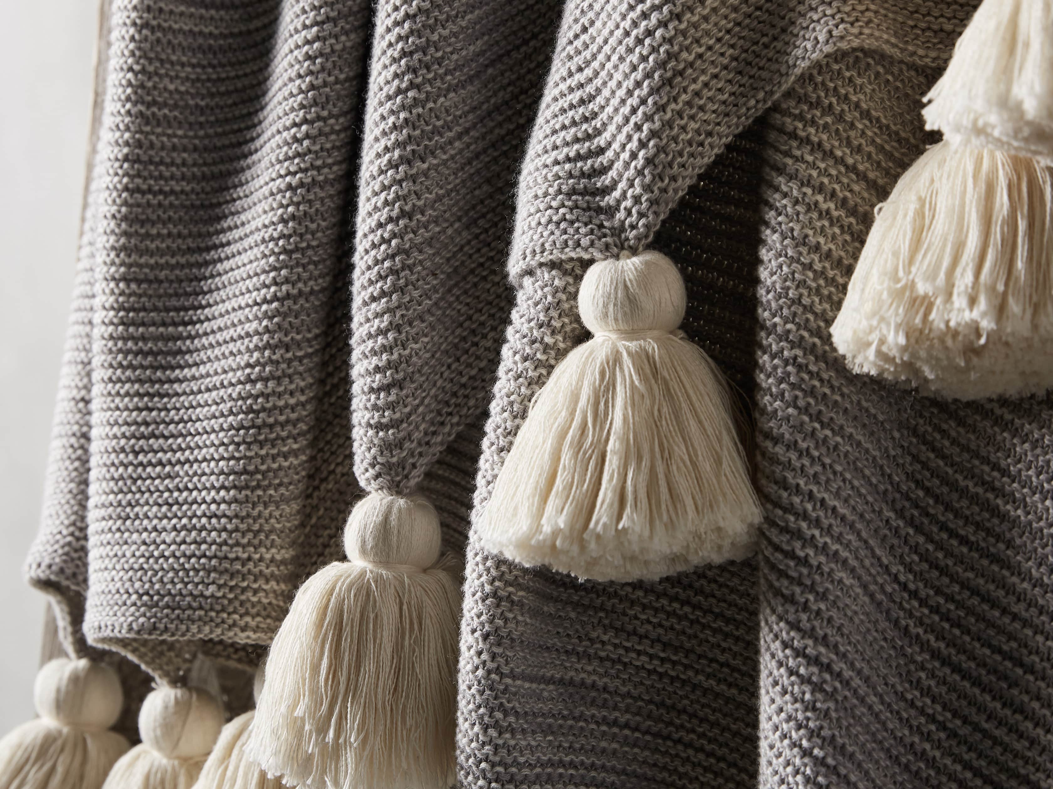Marled Grey Knit Throw