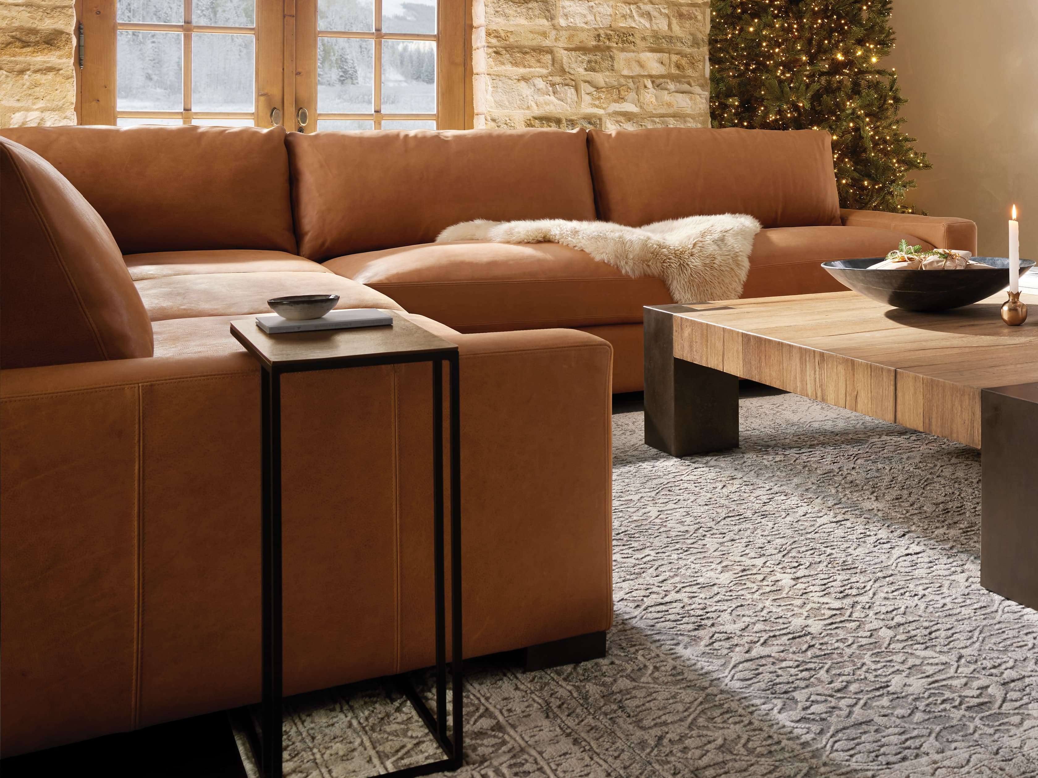 Remington Leather Three Piece Sectional