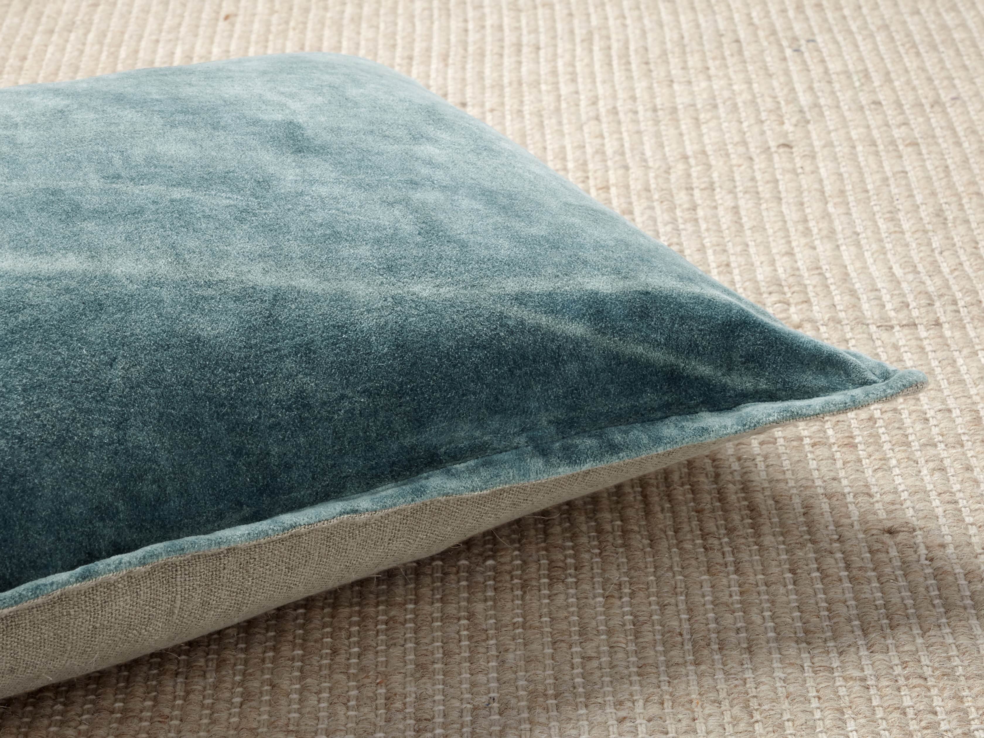 Stone Washed Velvet Lumbar Pillow in Jade, slide 4 of 5