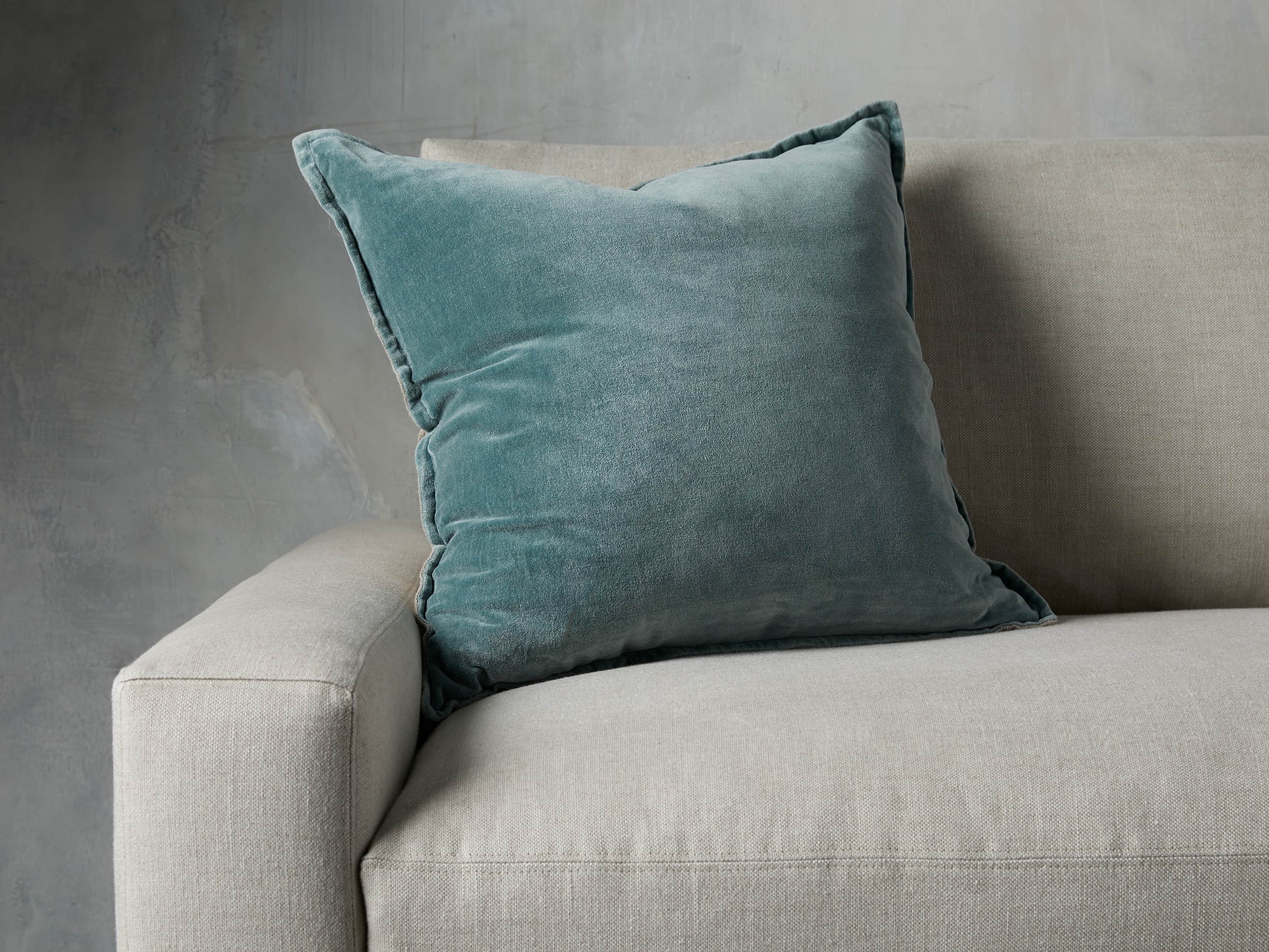 Stone Washed Velvet Square Pillow Cover Arhaus