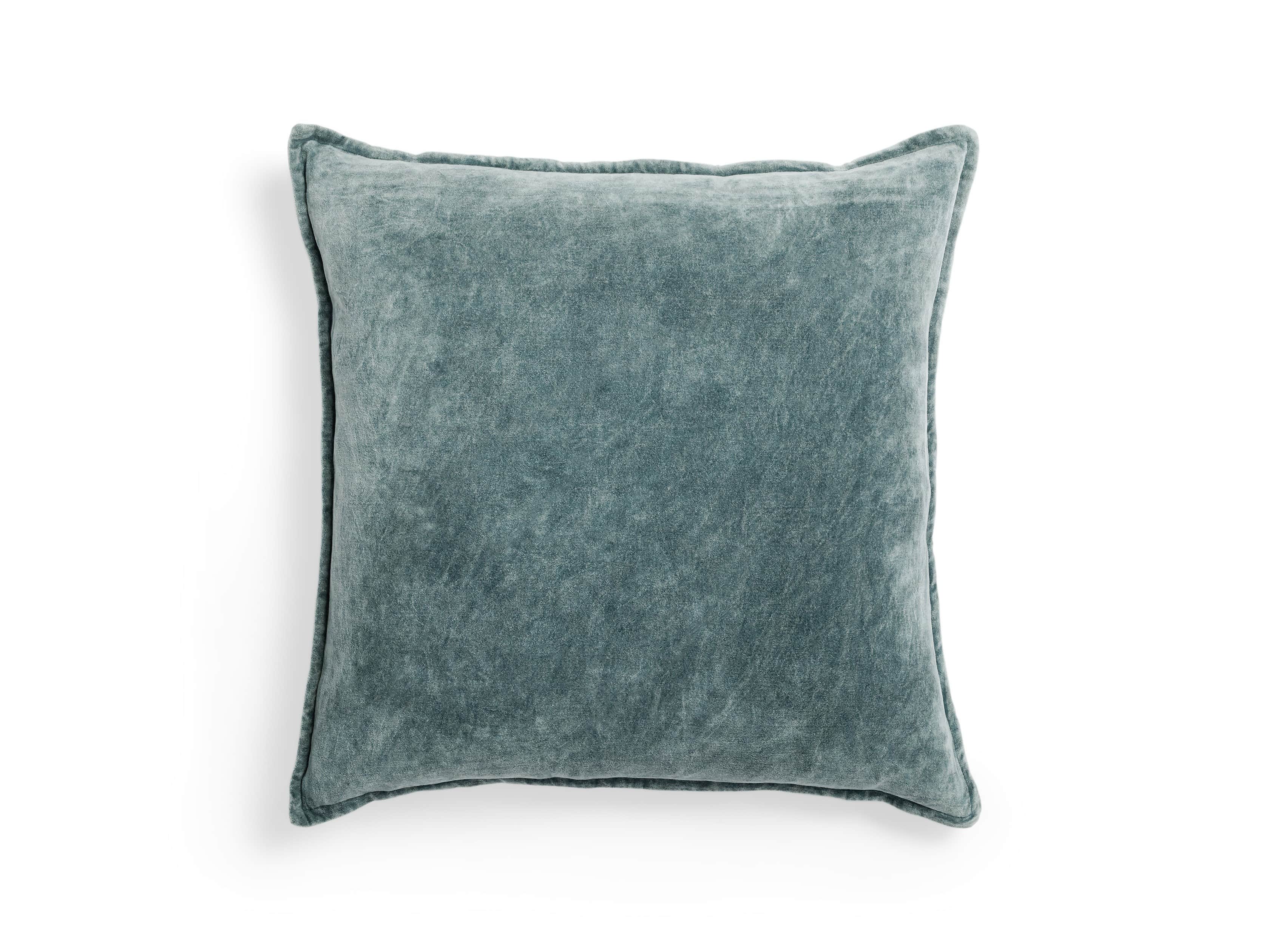 Stone Washed Velvet Square Pillow in Jade