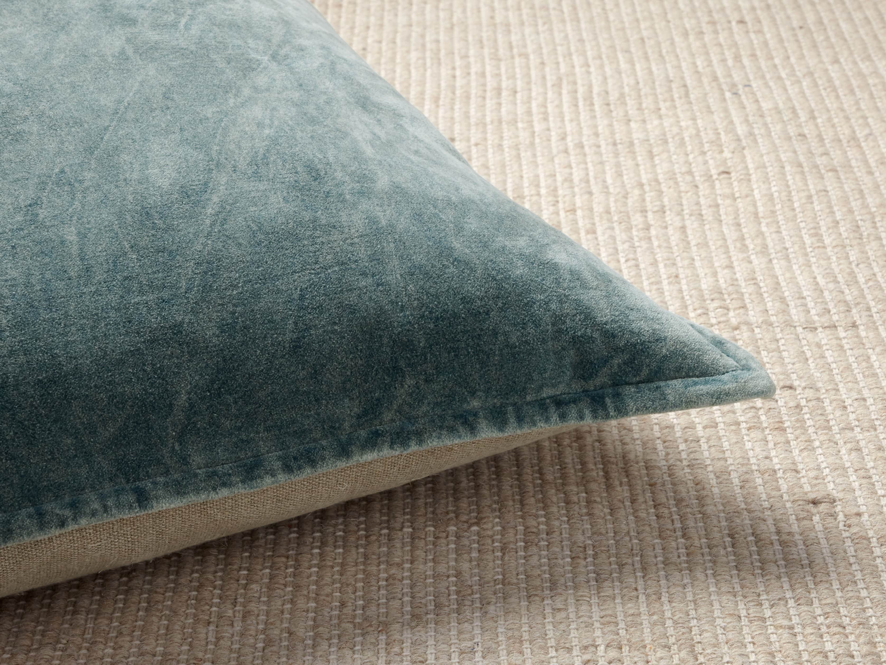 Stone Washed Velvet Square Pillow in Jade