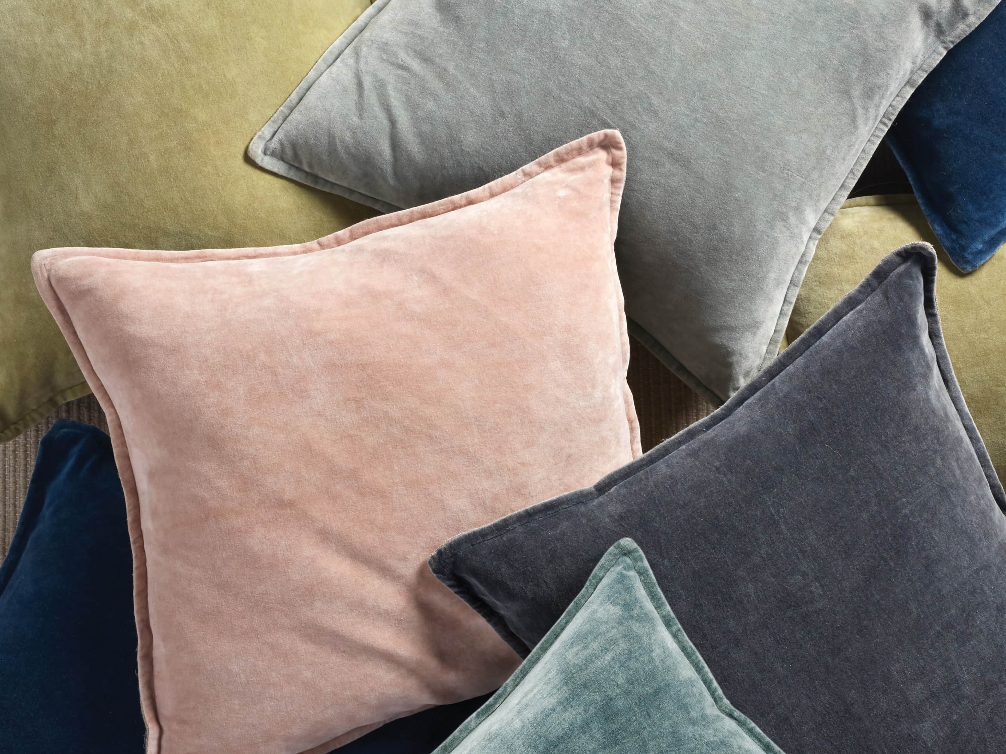Stone Washed Velvet Square Pillow in Jade