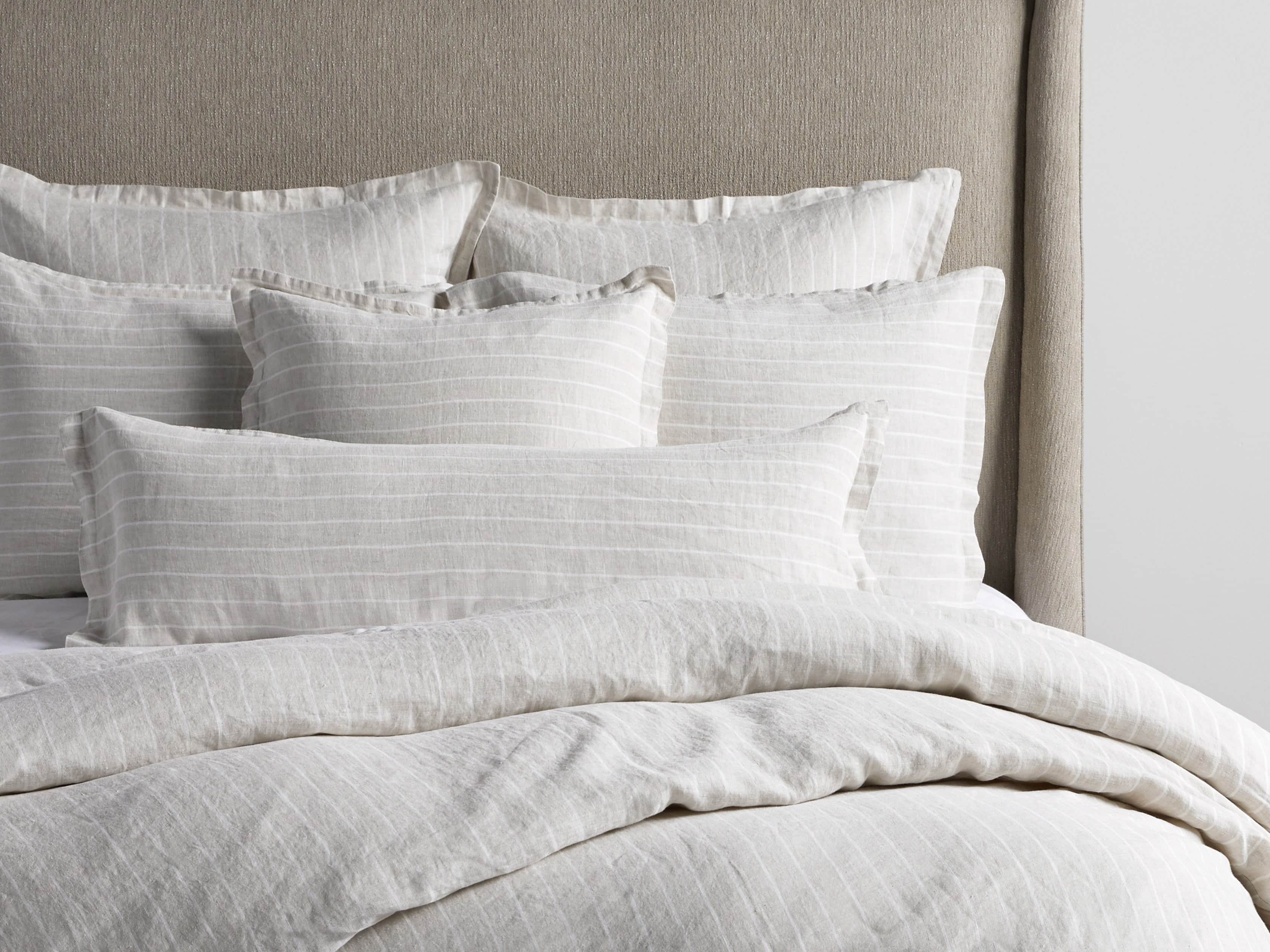 Striped Linen Sham In Natural And Ivory Striped Arhaus Furniture