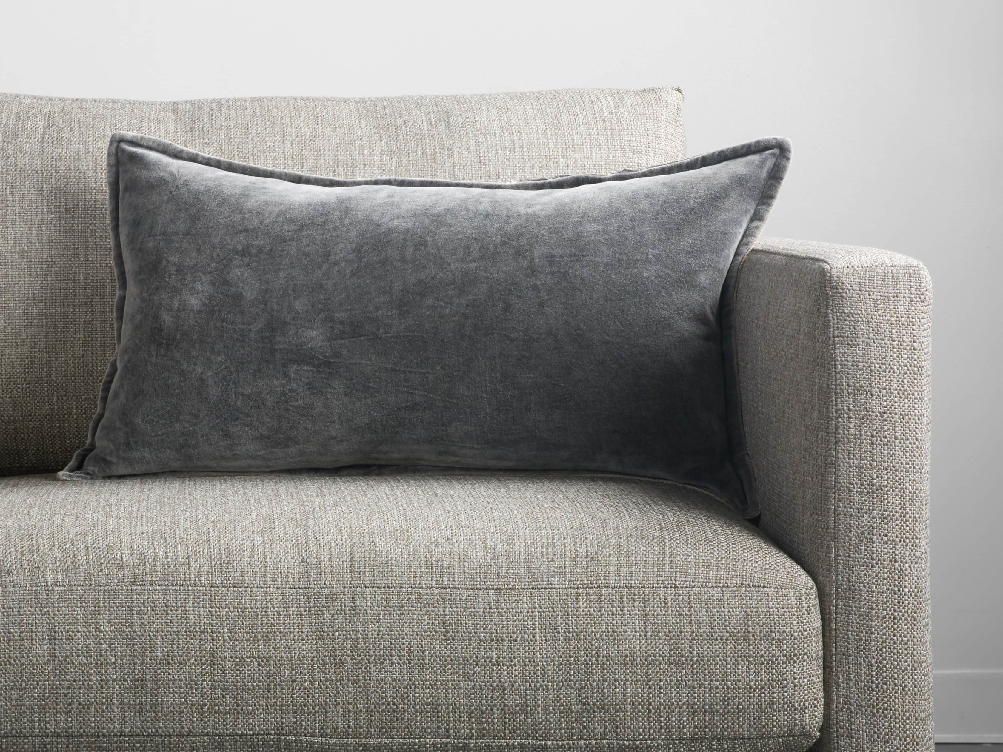 Stone Washed Velvet Lumbar in Charcoal Cover Only