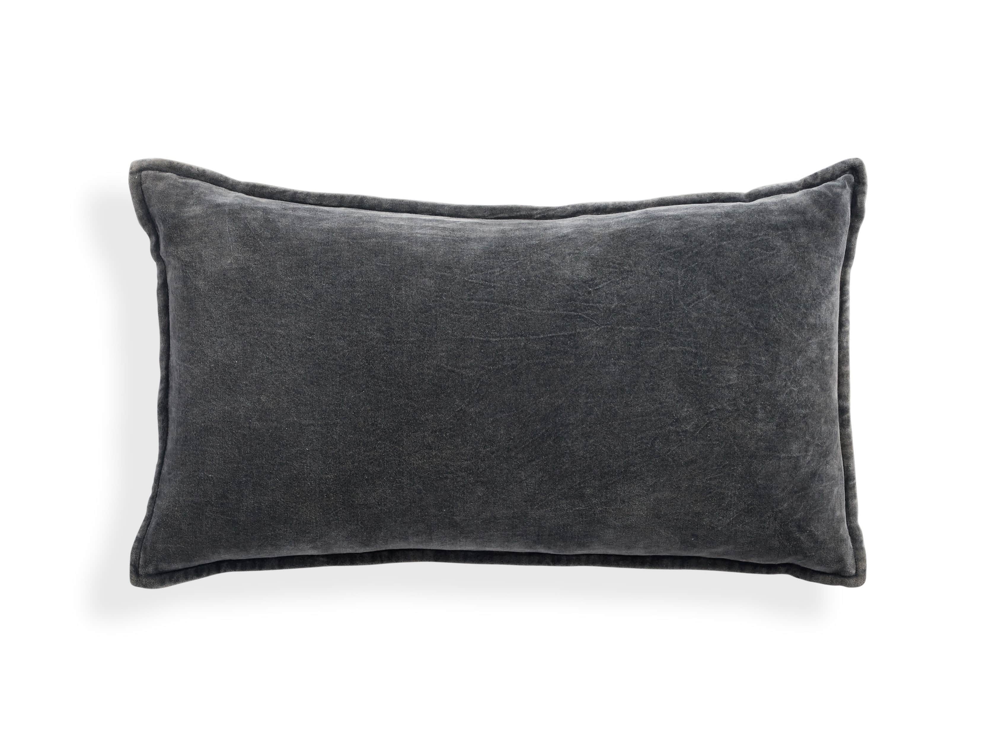 Stone Washed Velvet Lumbar in Charcoal Cover Only