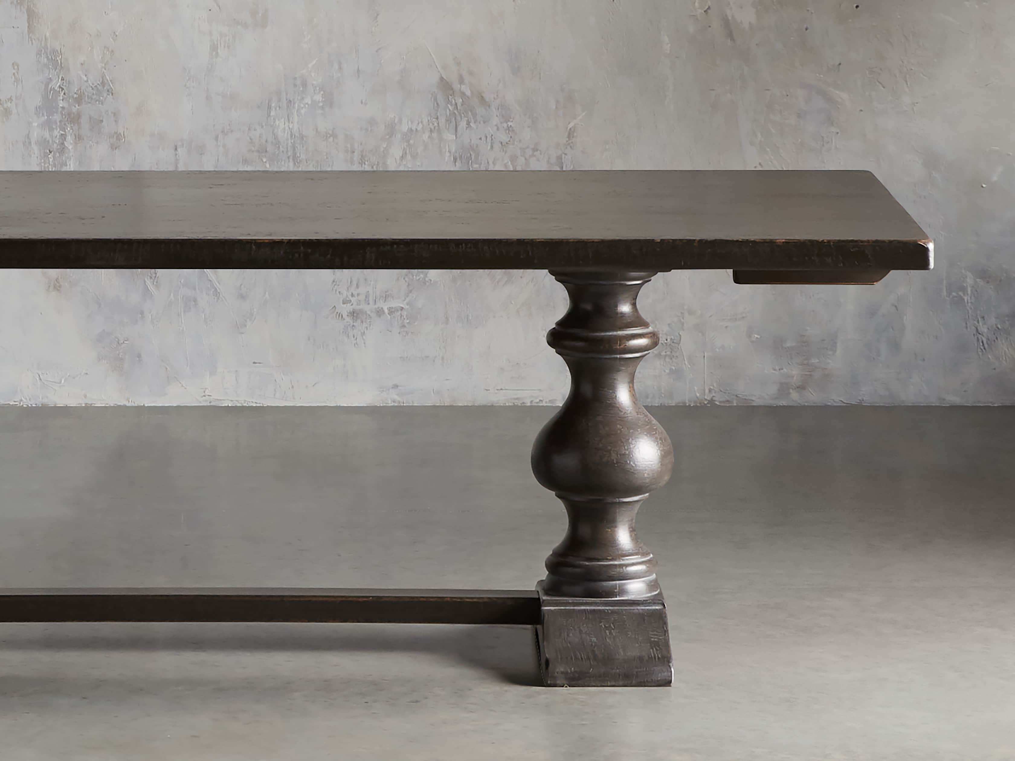 Tuscany 118" X 44" Extension Trestle Dining Table In Worn Black