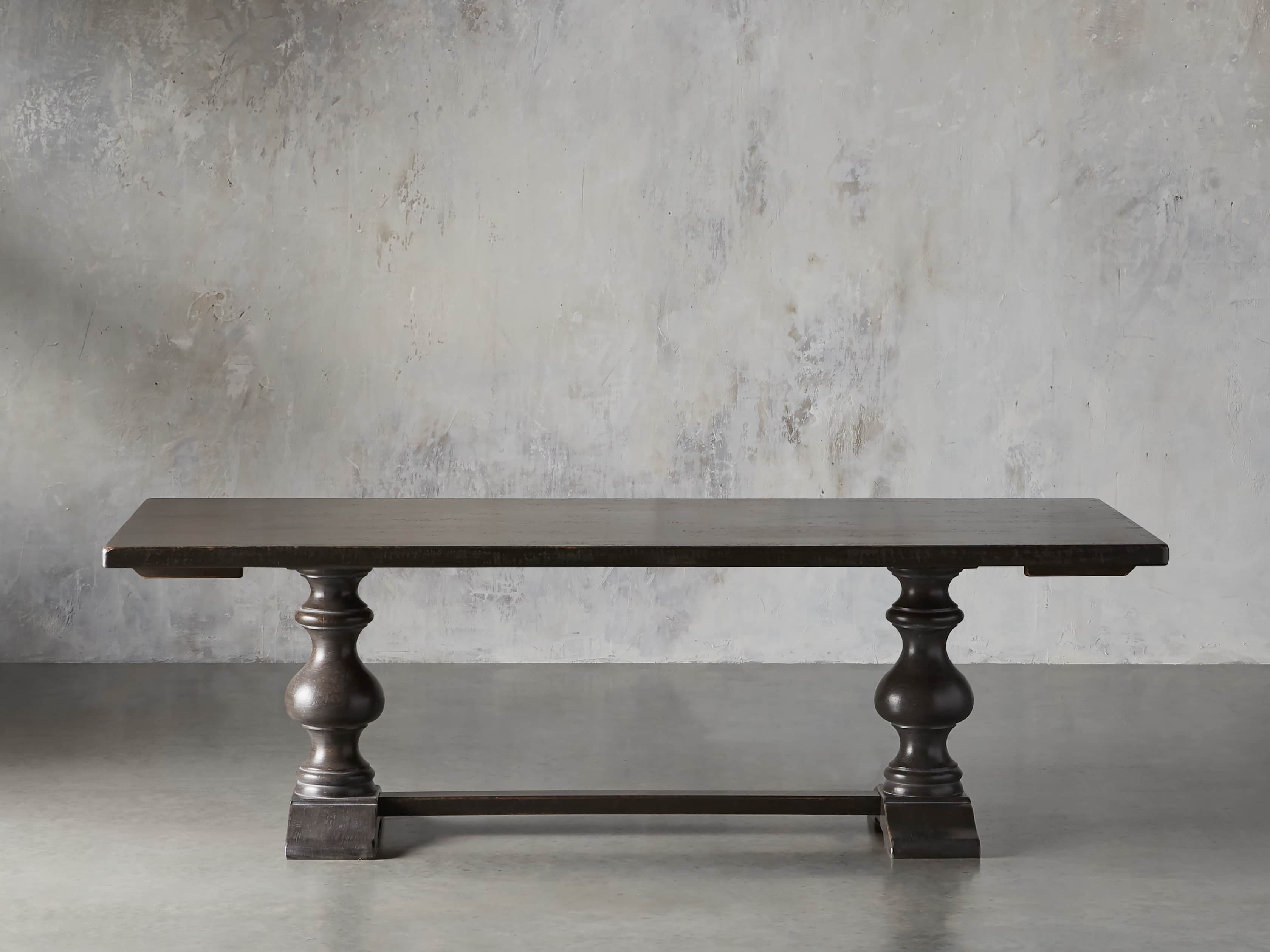 Tuscany 118" X 44" Extension Trestle Dining Table In Worn Black