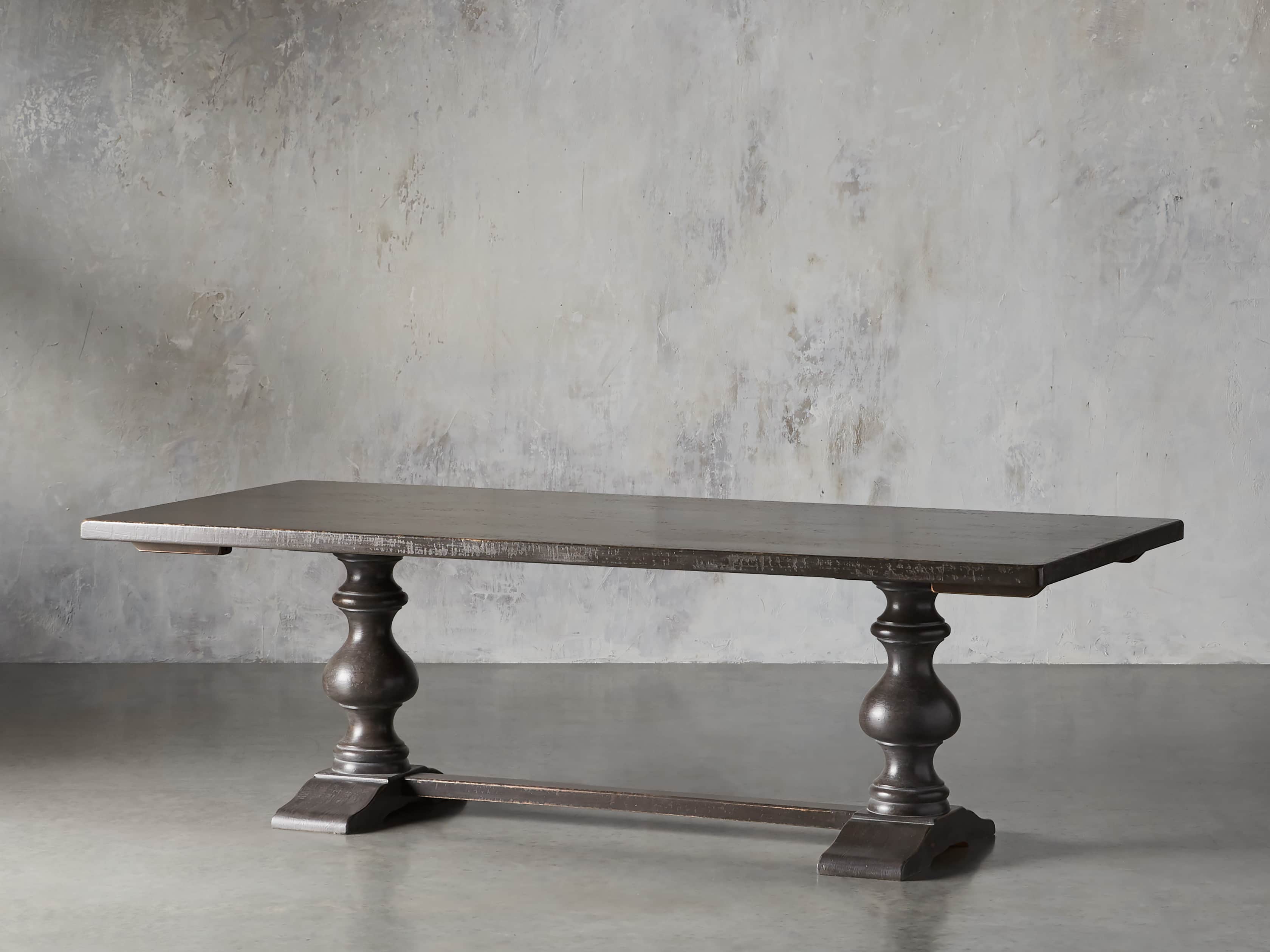 Tuscany 118" X 44" Extension Trestle Dining Table In Worn Black