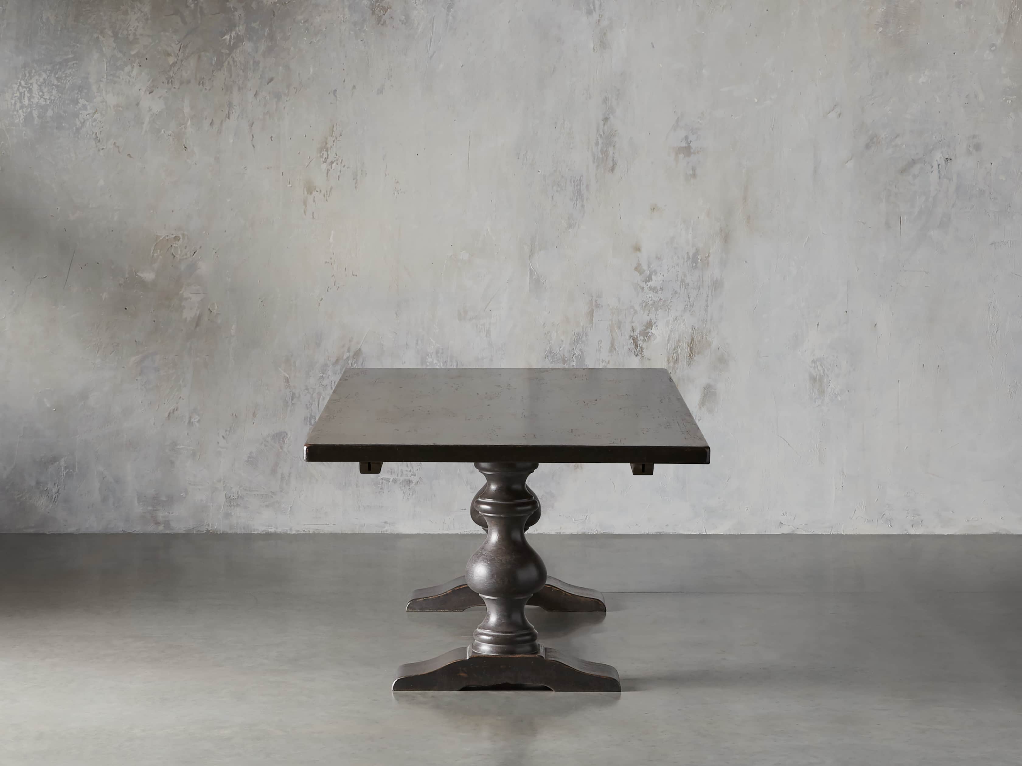 Tuscany 118" X 44" Extension Trestle Dining Table In Worn Black