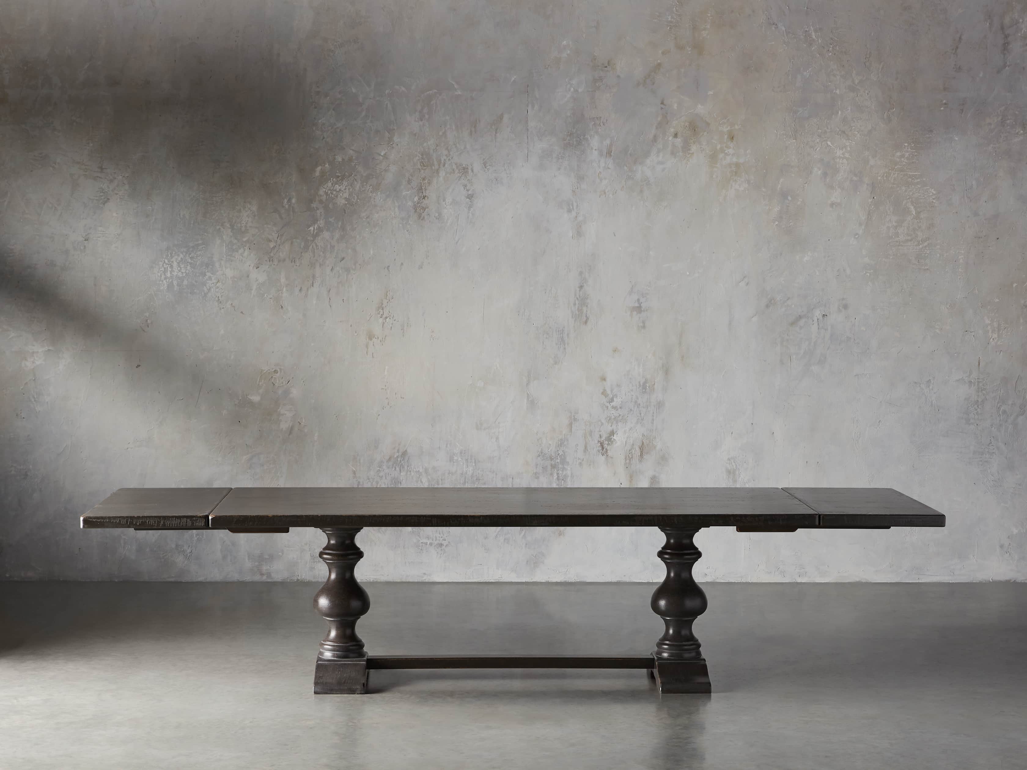 Tuscany 118" X 44" Extension Trestle Dining Table In Worn Black