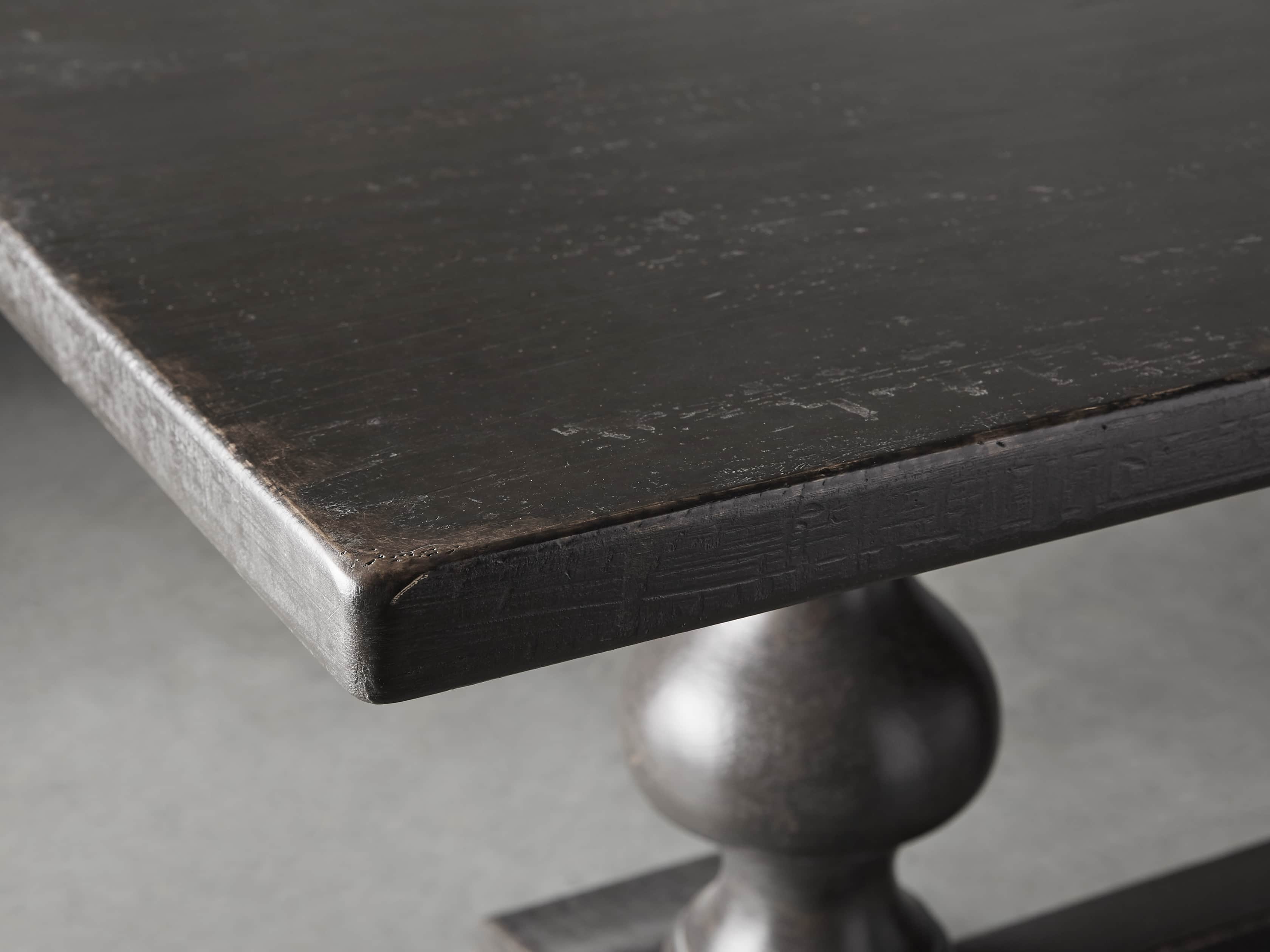 Tuscany 118" X 44" Extension Trestle Dining Table In Worn Black