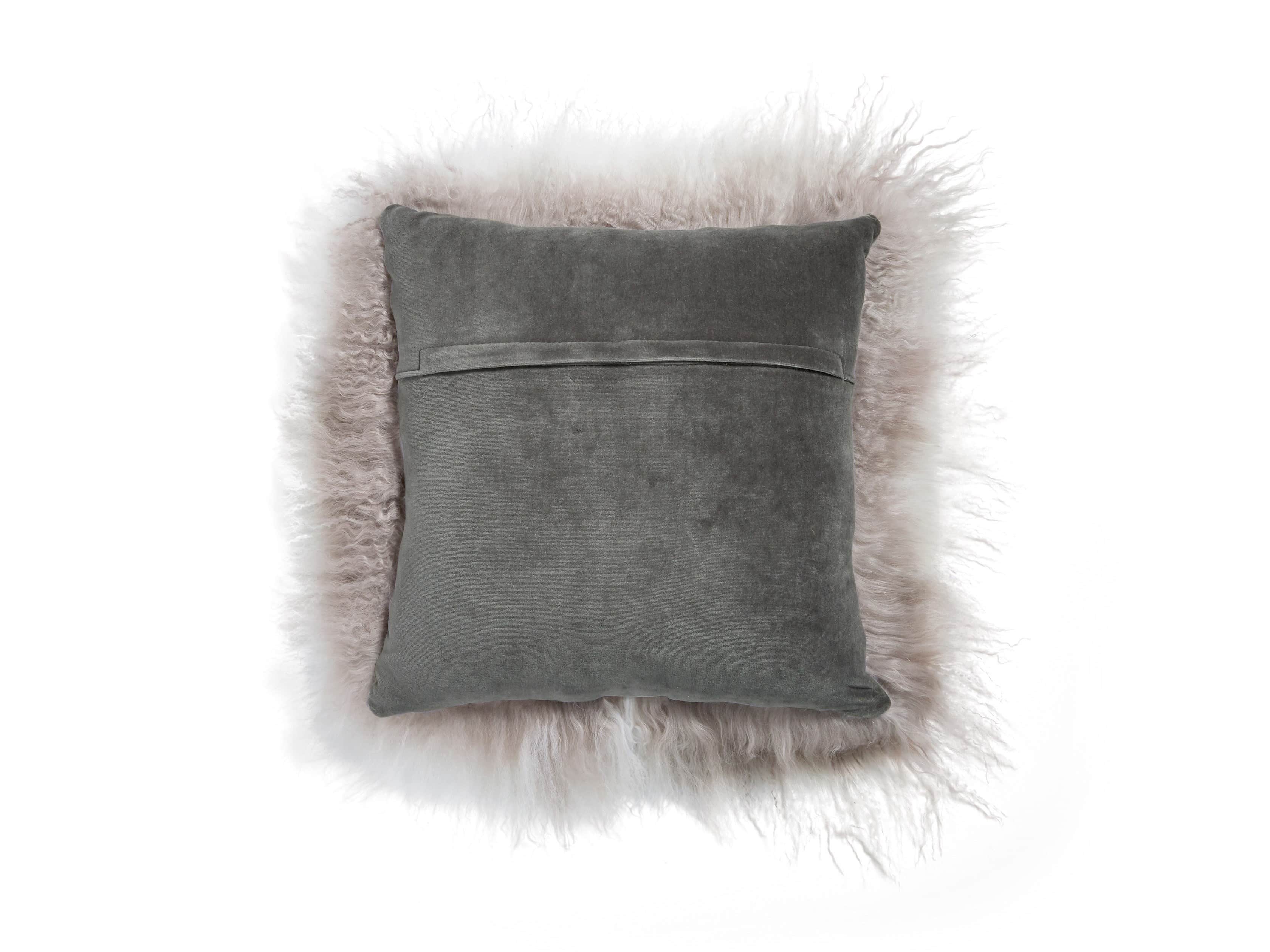 Tibetan 16" Square Longwool Pillow in Frost