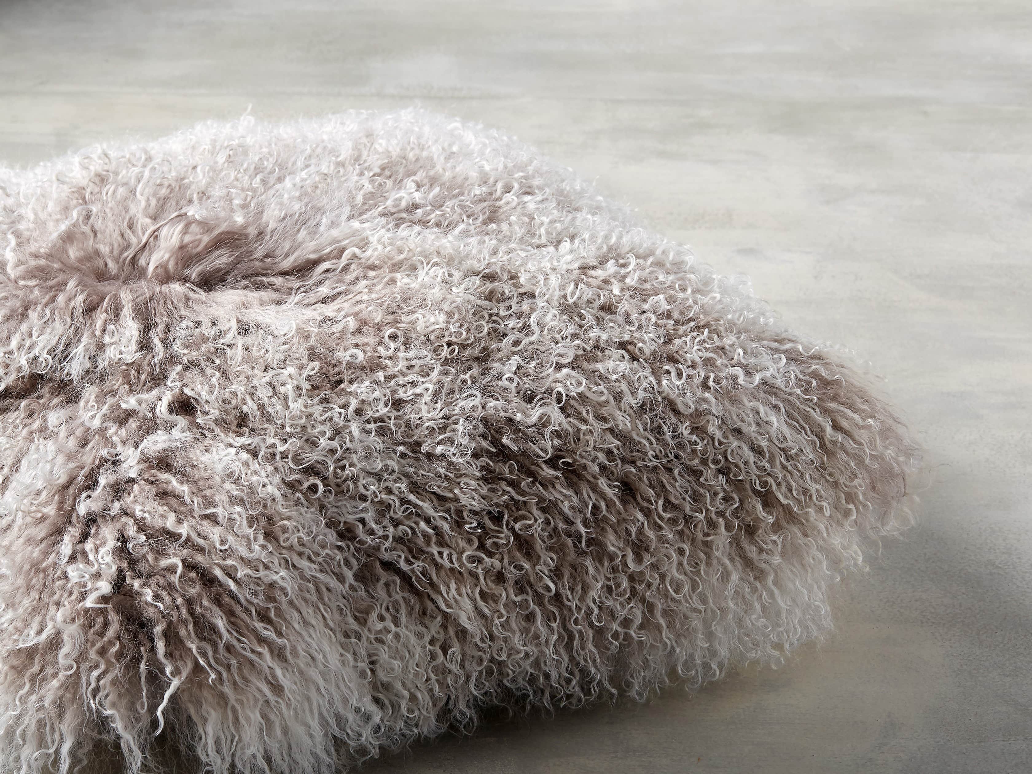 Tibetan 16" Square Longwool Pillow in Frost