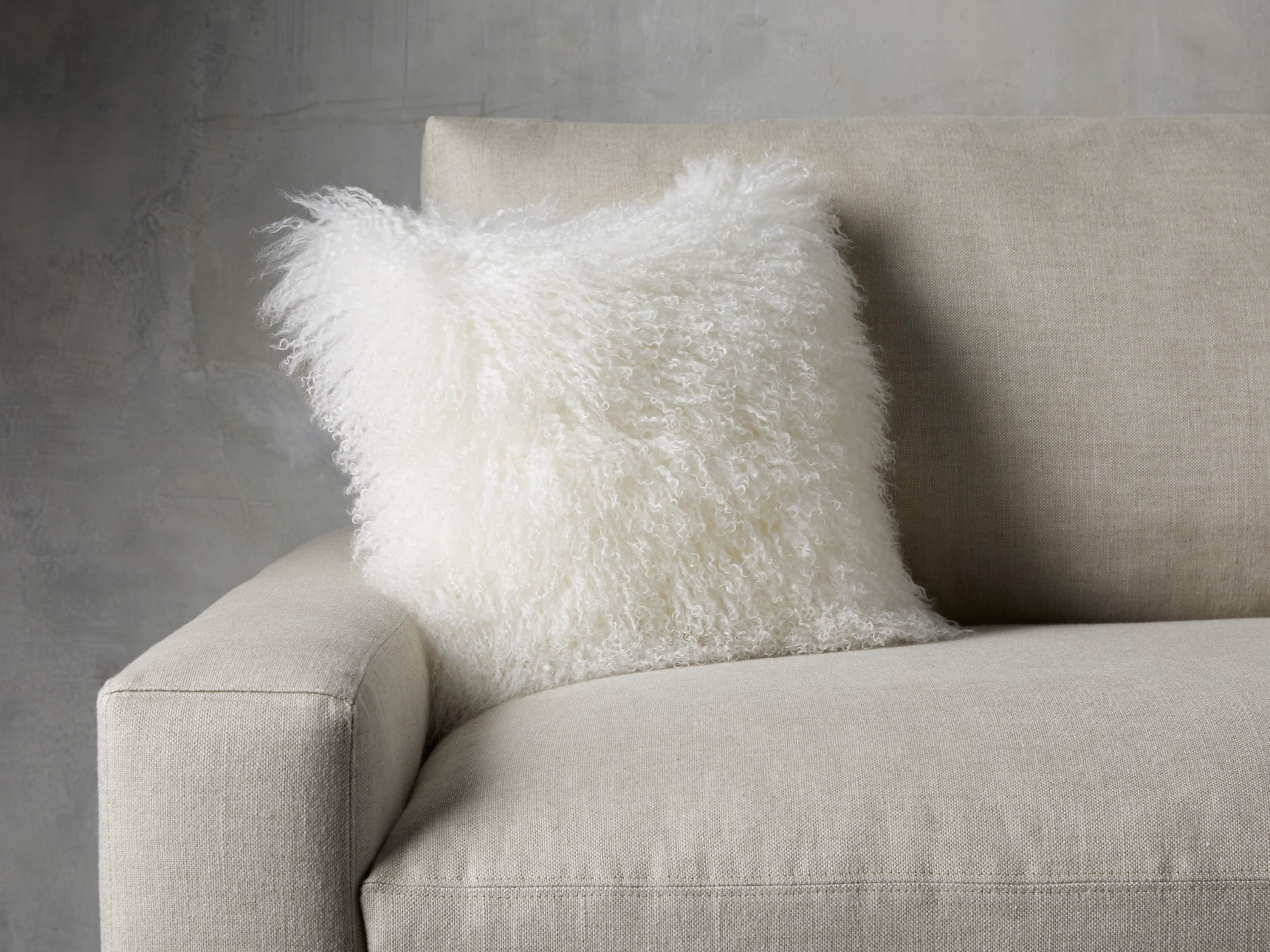 Tibetan 16" Square Longwool Pillow in Ivory