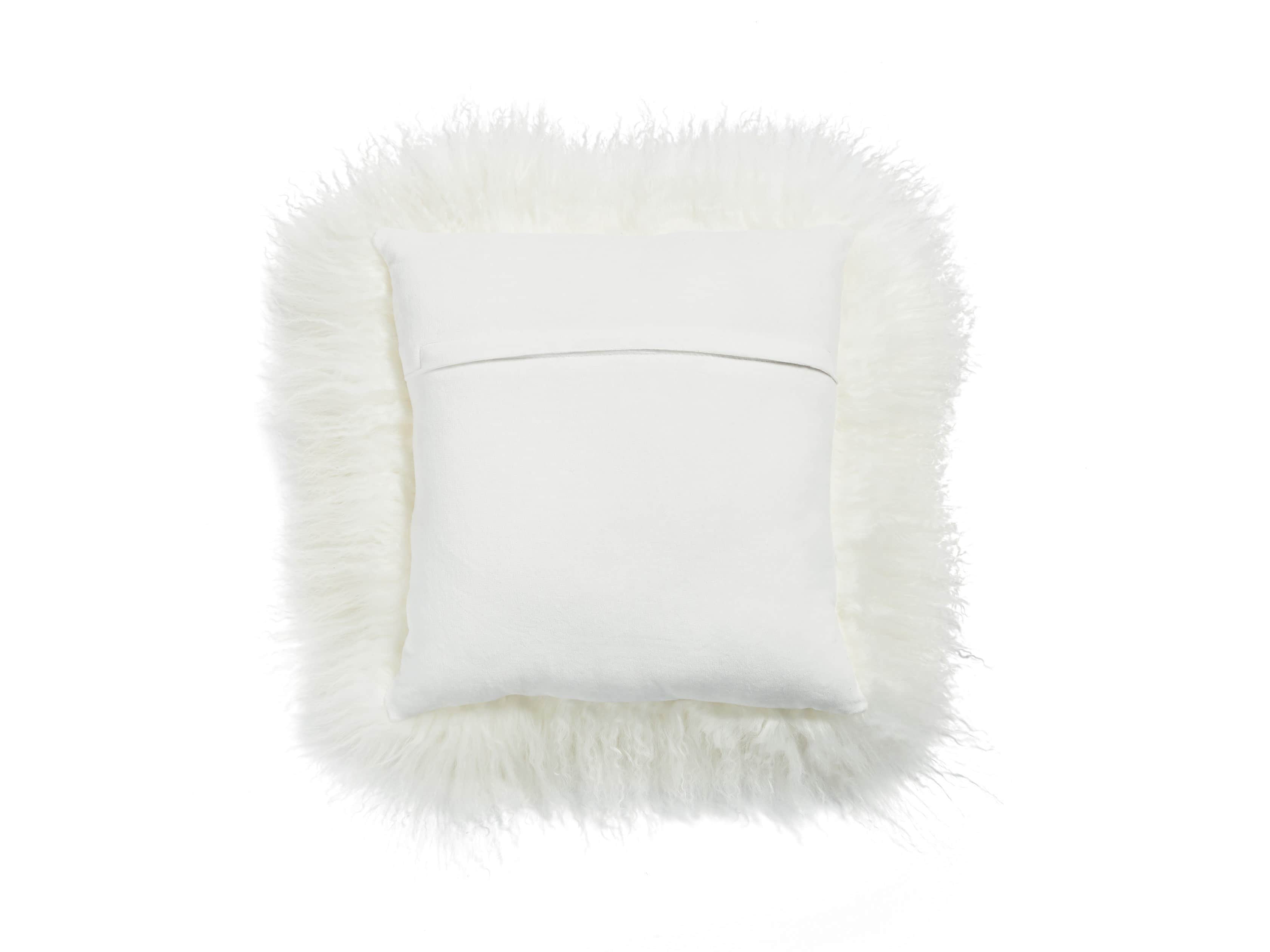 Tibetan 16" Square Longwool Pillow in Ivory