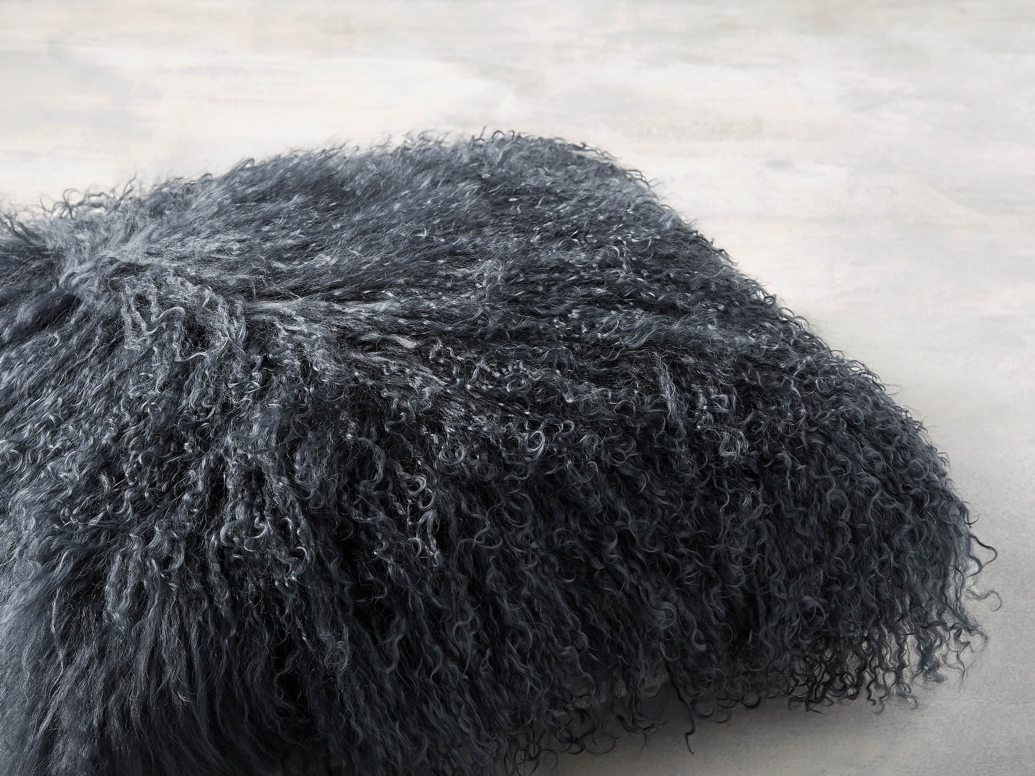 Tibetan 16" Square Longwool Pillow in Navy, slide 3 of 3