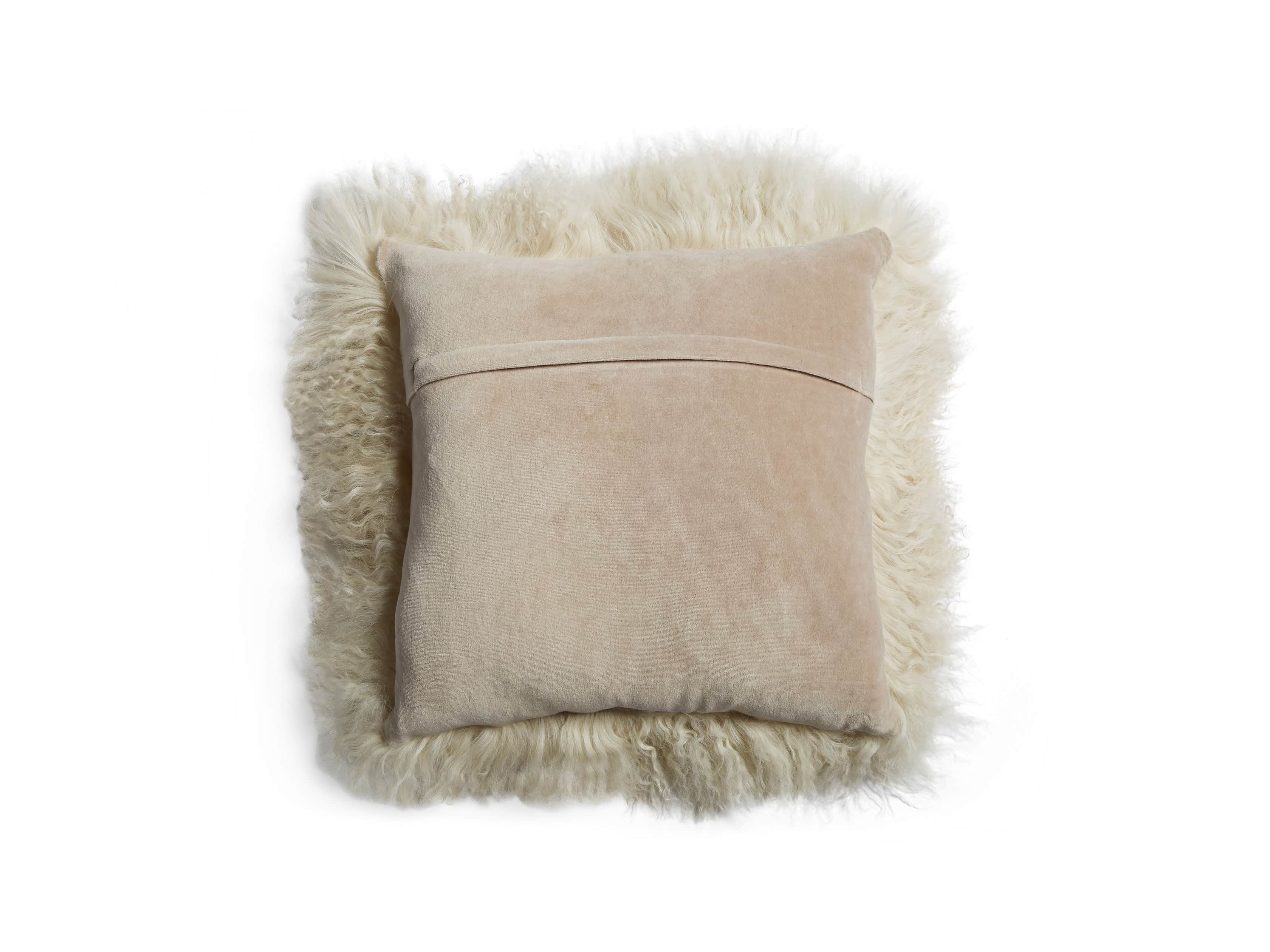 Tibetan 16" Longwool Square Pillow in Sand, slide 3 of 6