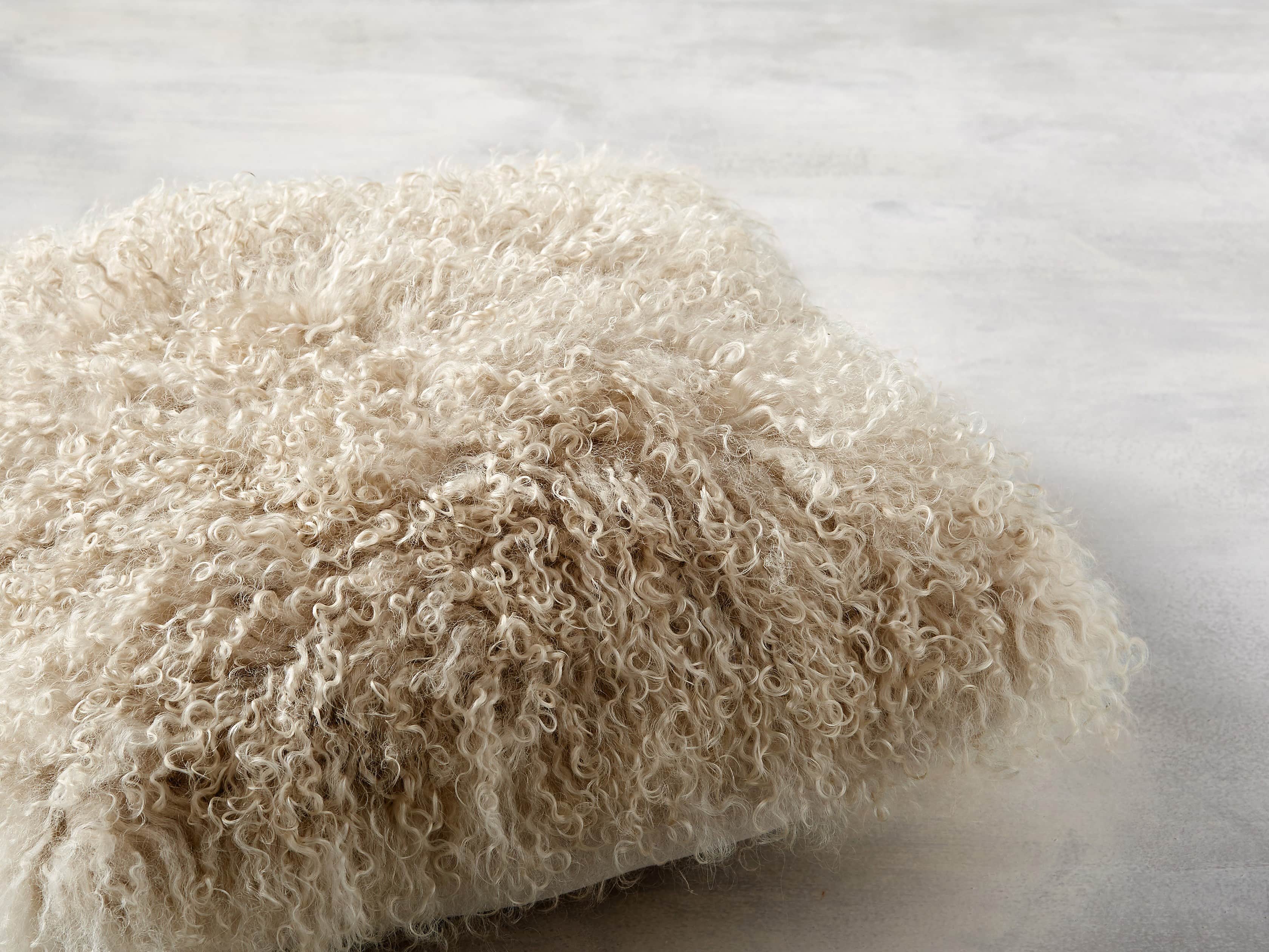 Tibetan 16" Longwool Square Pillow in Sand, slide 2 of 6